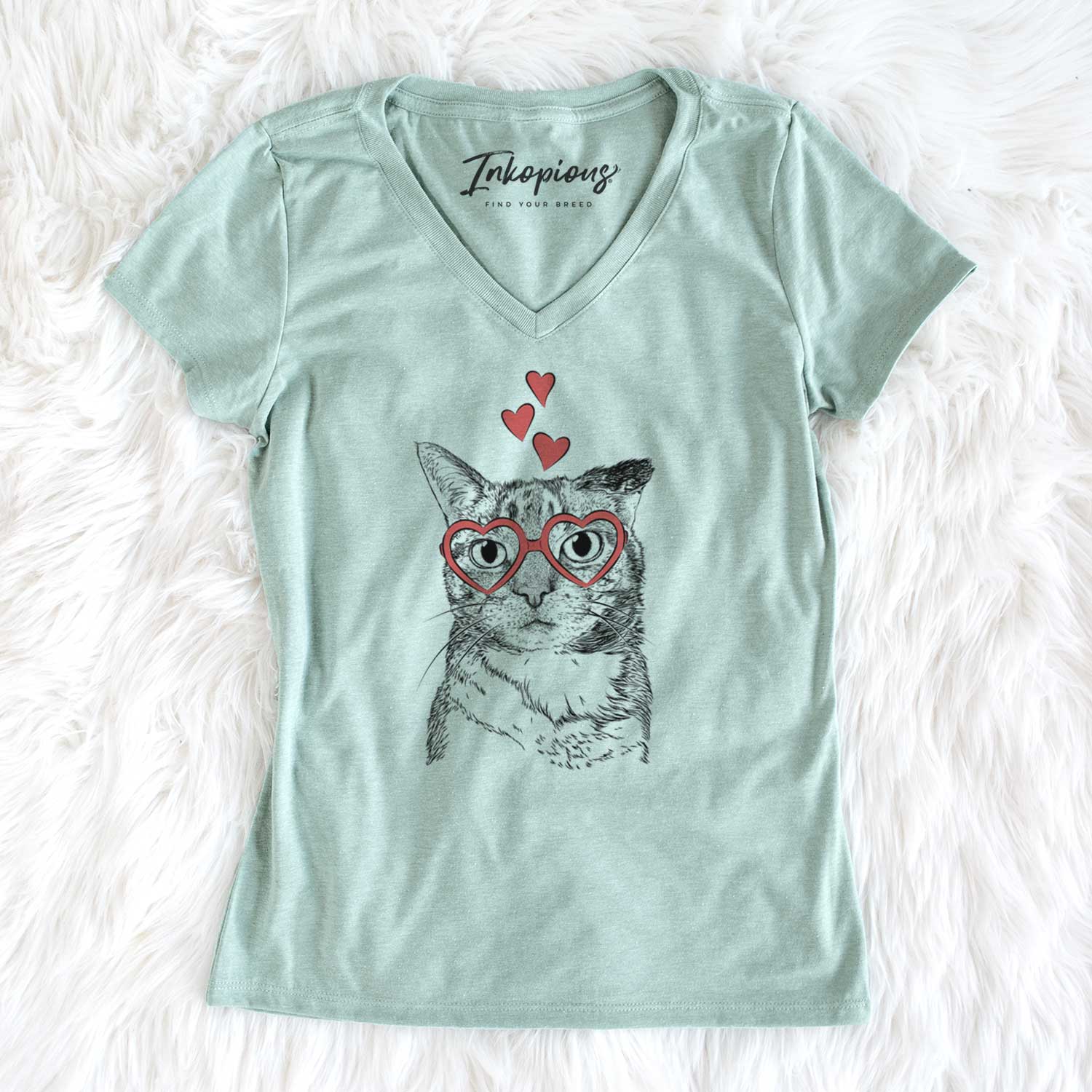 Valentine Eleanor the Domestic Shorthair Cat - Women's V-neck Shirt