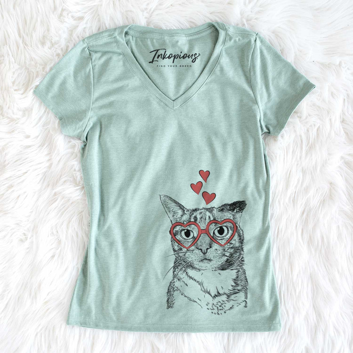 Valentine Eleanor the Domestic Shorthair Cat - Women&#39;s V-neck Shirt