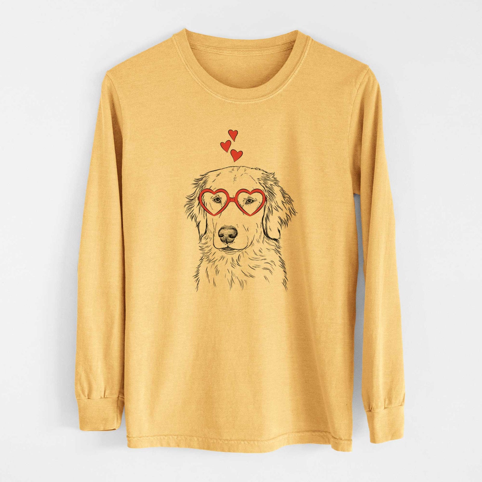 Valentine Eli the Golden Retriever - Heavyweight 100% Cotton Long Sleeve