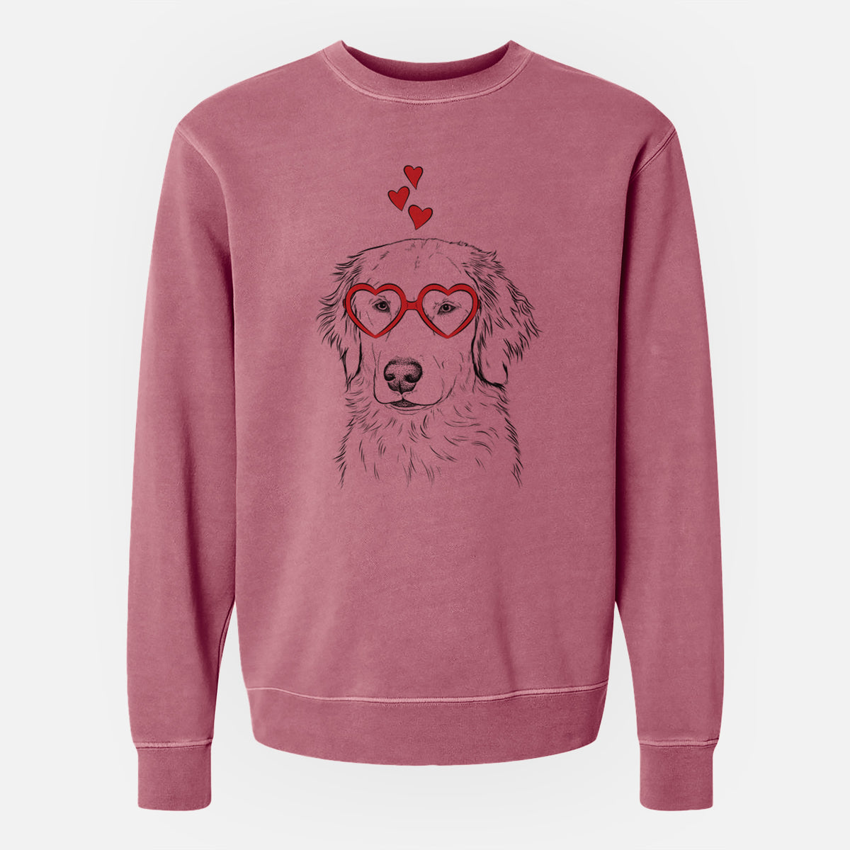 Valentine Eli the Golden Retriever - Unisex Pigment Dyed Crew Sweatshirt