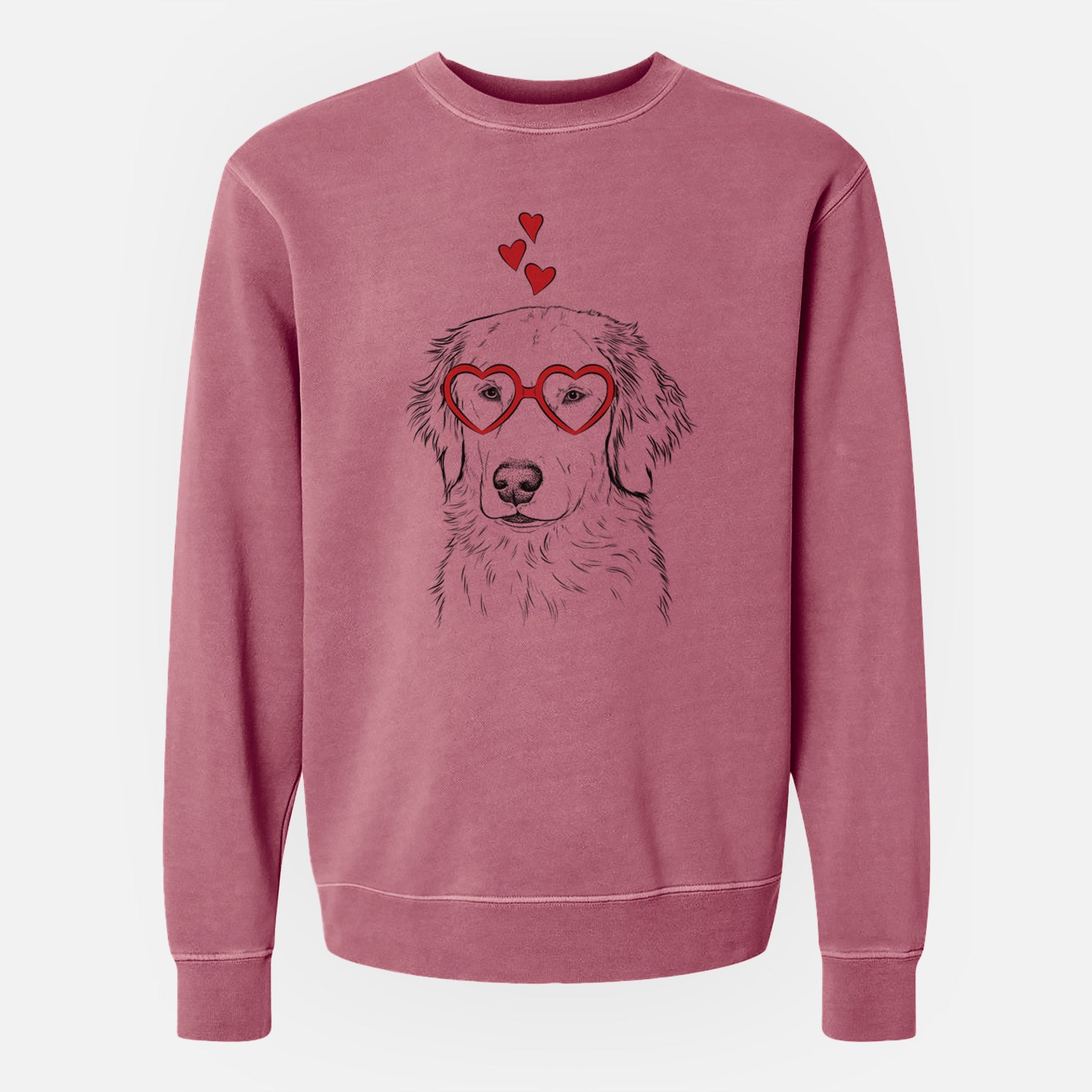 Valentine Eli the Golden Retriever - Unisex Pigment Dyed Crew Sweatshirt