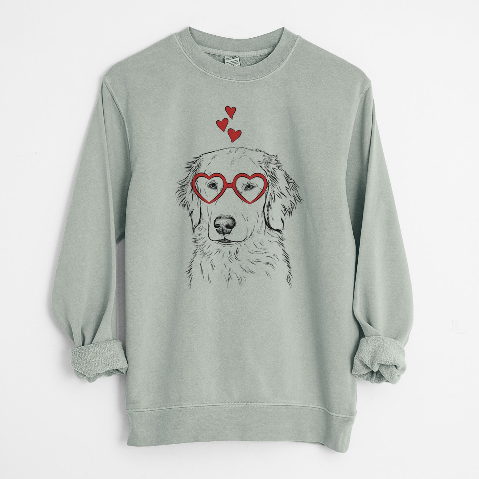 Valentine Eli the Golden Retriever - Unisex Pigment Dyed Crew Sweatshirt