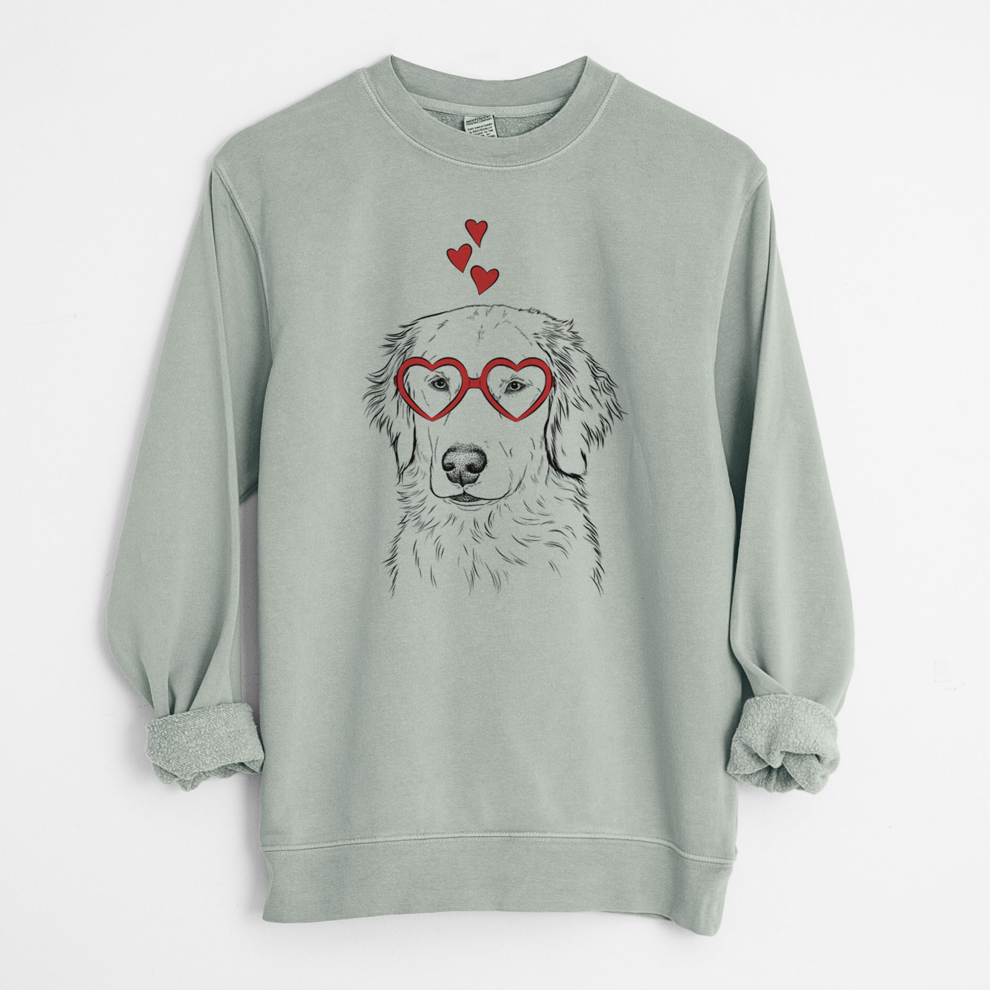 Valentine Eli the Golden Retriever - Unisex Pigment Dyed Crew Sweatshirt