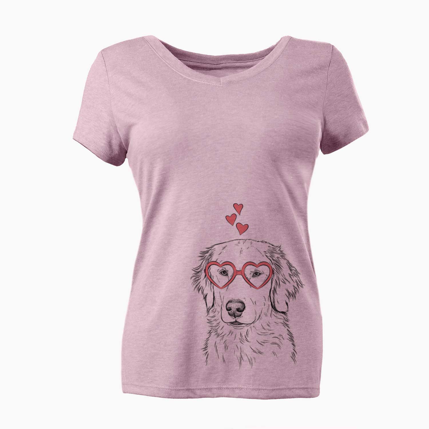 Valentine Eli the Golden Retriever - Women's V-neck Shirt