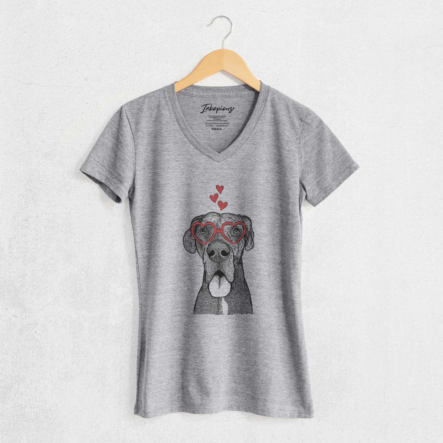 Valentine Eli the Great Dane - Women's V-neck Shirt