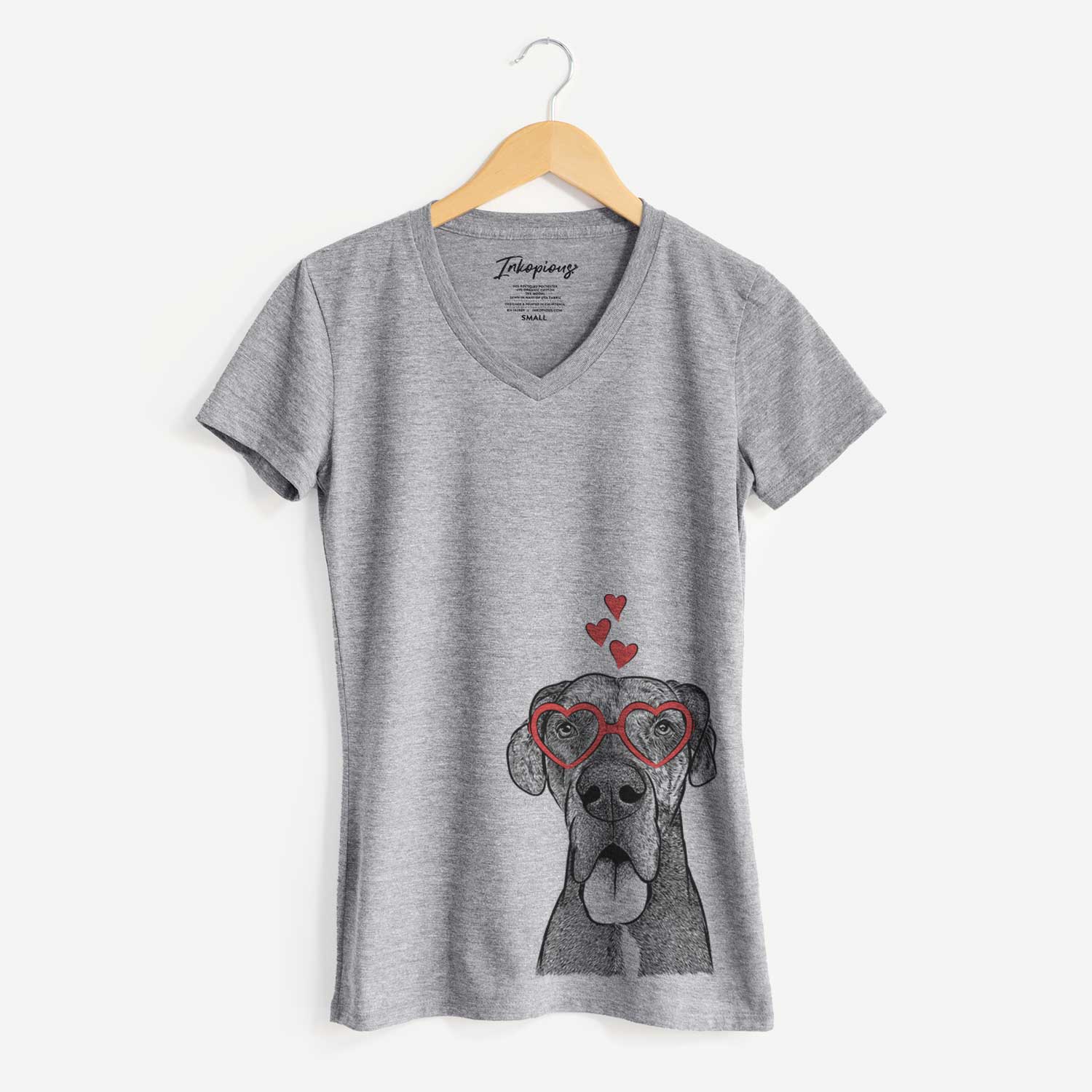 Valentine Eli the Great Dane - Women's V-neck Shirt