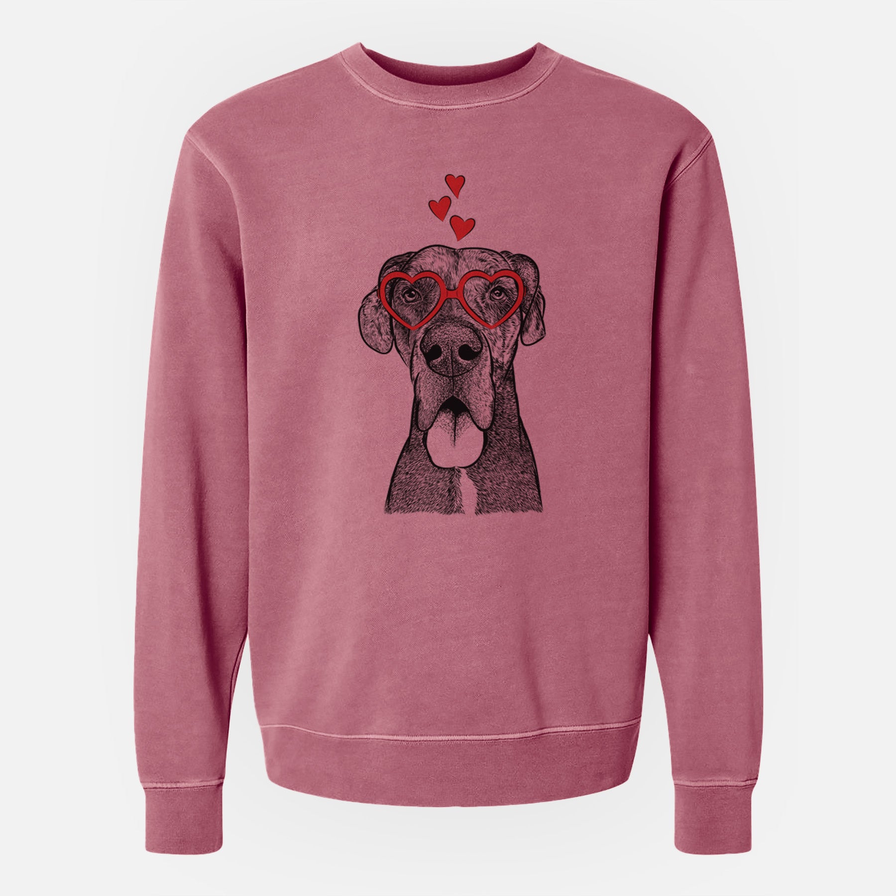 Valentine Eli the Great Dane - Unisex Pigment Dyed Crew Sweatshirt