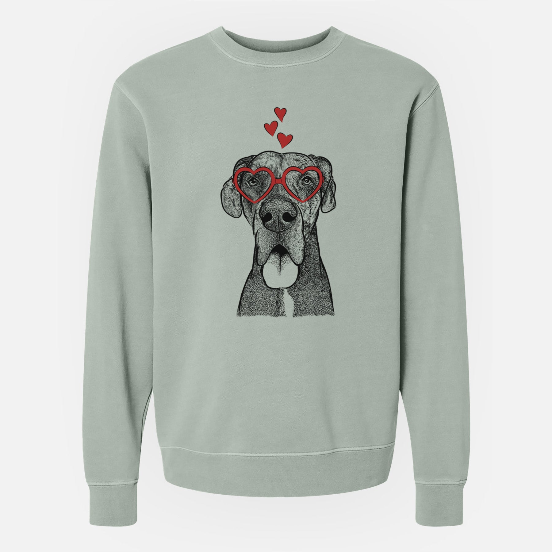 Valentine Eli the Great Dane - Unisex Pigment Dyed Crew Sweatshirt