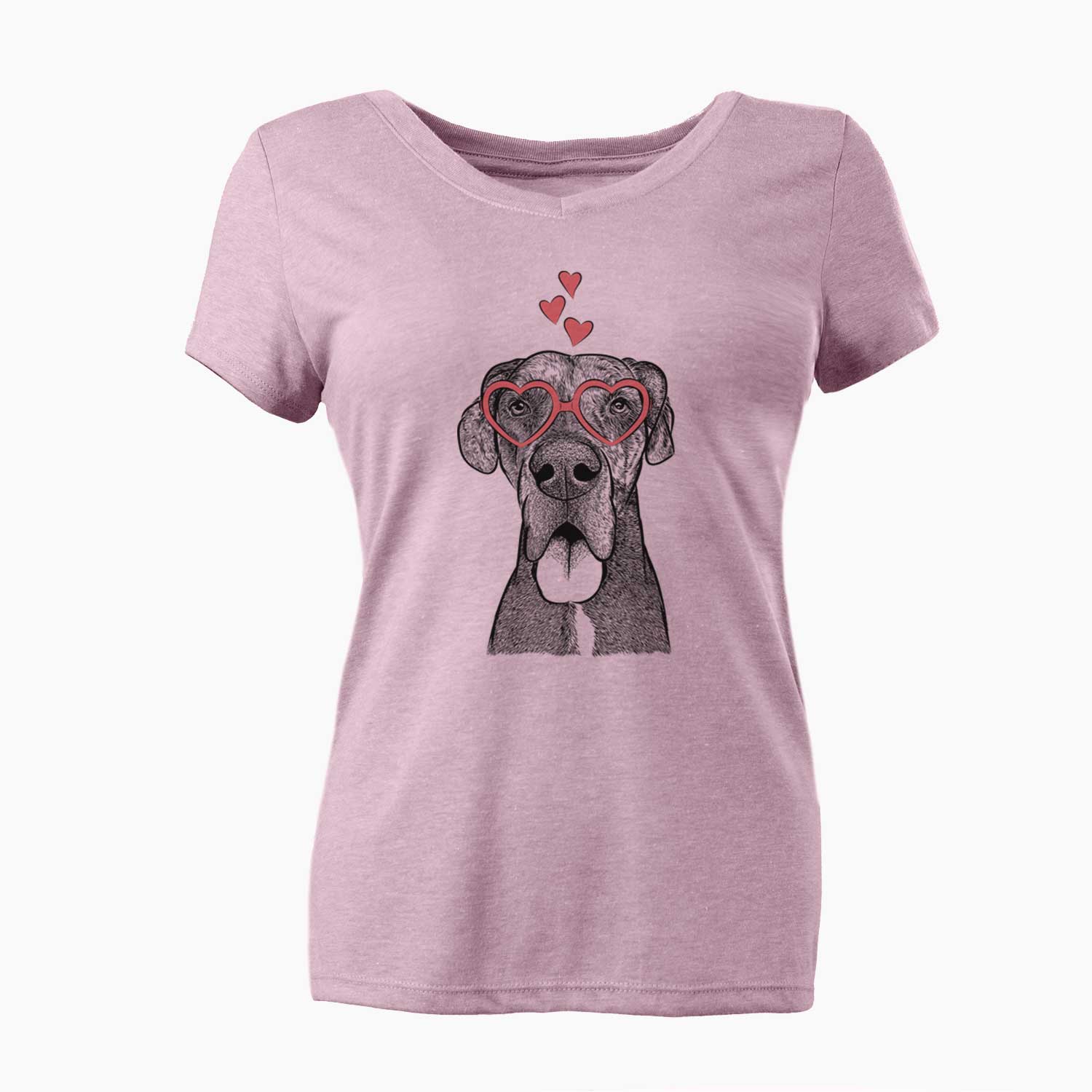 Valentine Eli the Great Dane - Women's V-neck Shirt