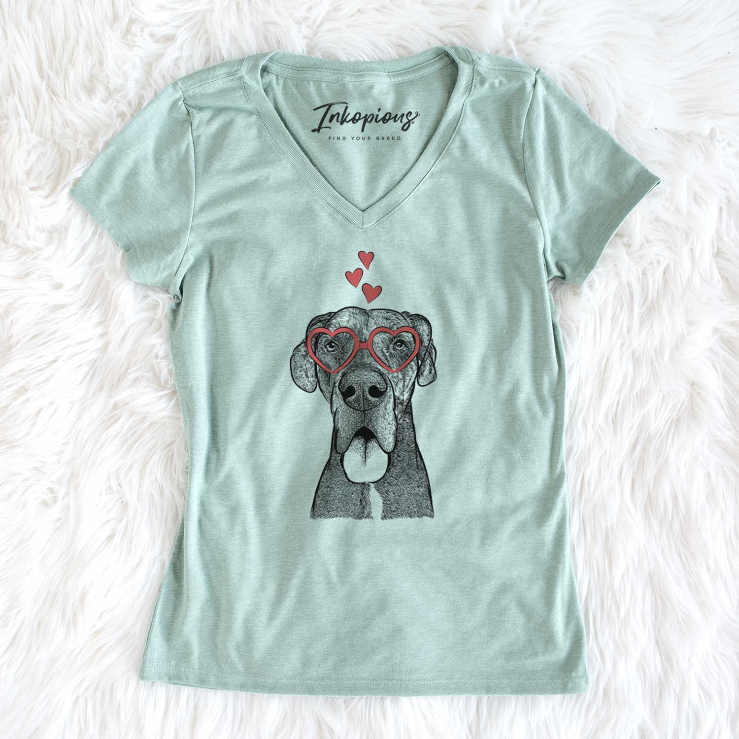 Valentine Eli the Great Dane - Women's V-neck Shirt