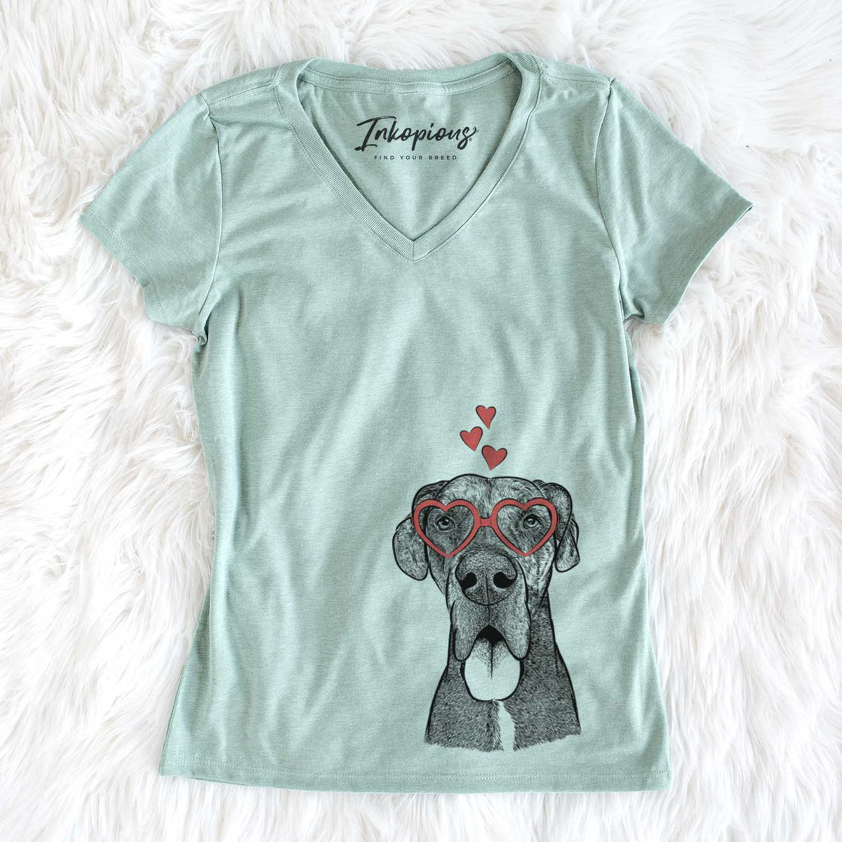 Valentine Eli the Great Dane - Women&#39;s V-neck Shirt