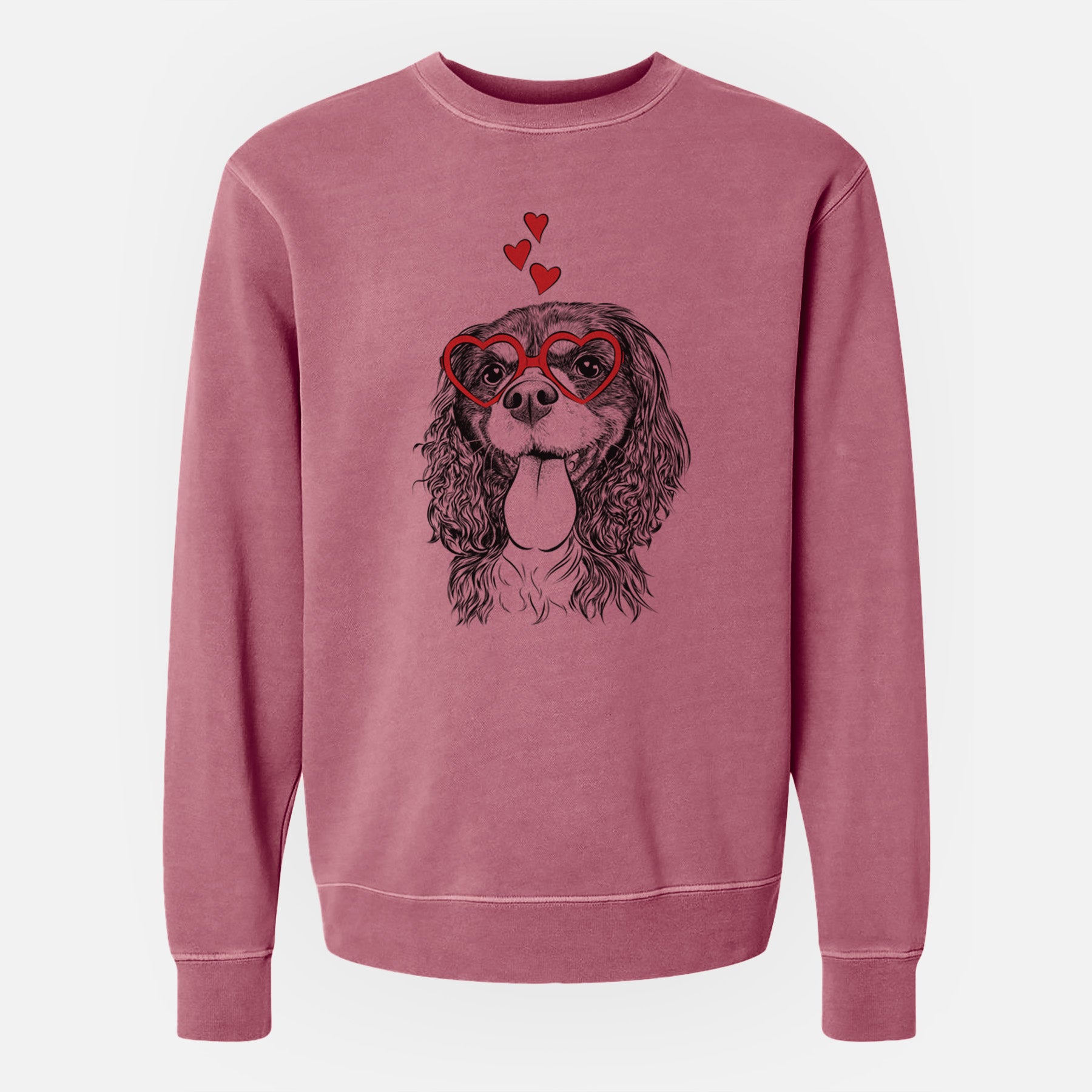 Valentine Elizabeth the Cavalier King Charles Spaniel - Unisex Pigment Dyed Crew Sweatshirt