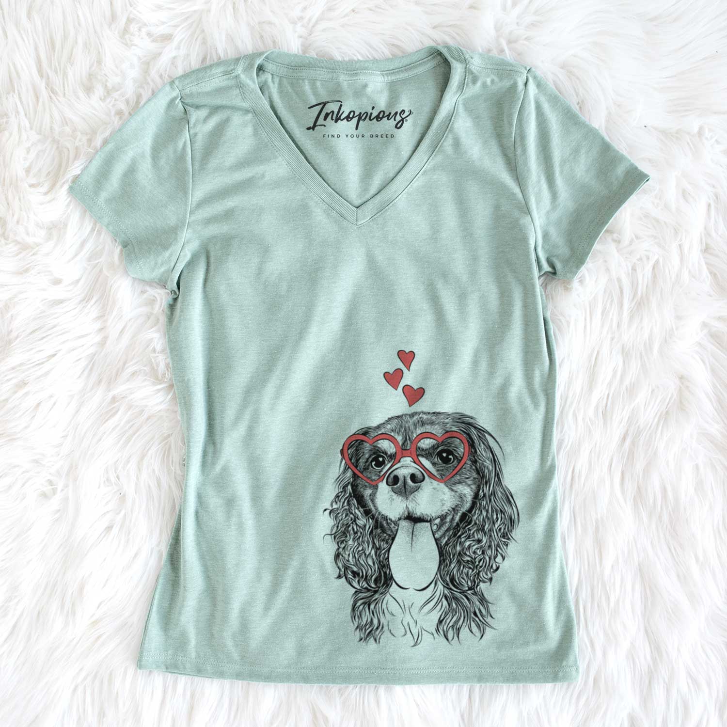 Valentine Elizabeth the Cavalier King Charles Spaniel - Women's V-neck Shirt