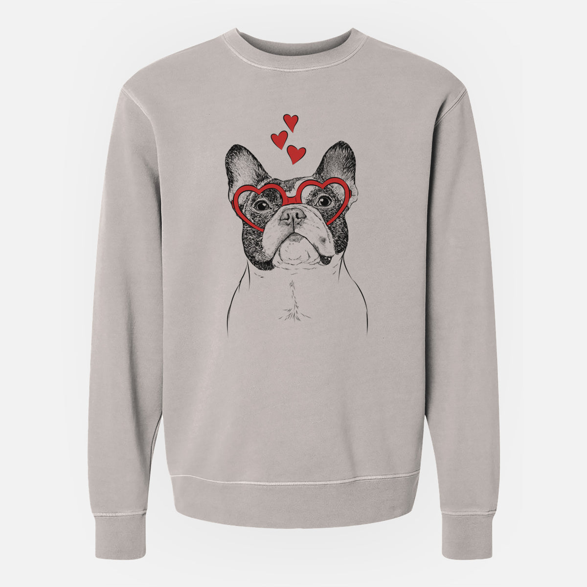 Valentine Ella the French Bulldog - Unisex Pigment Dyed Crew Sweatshirt