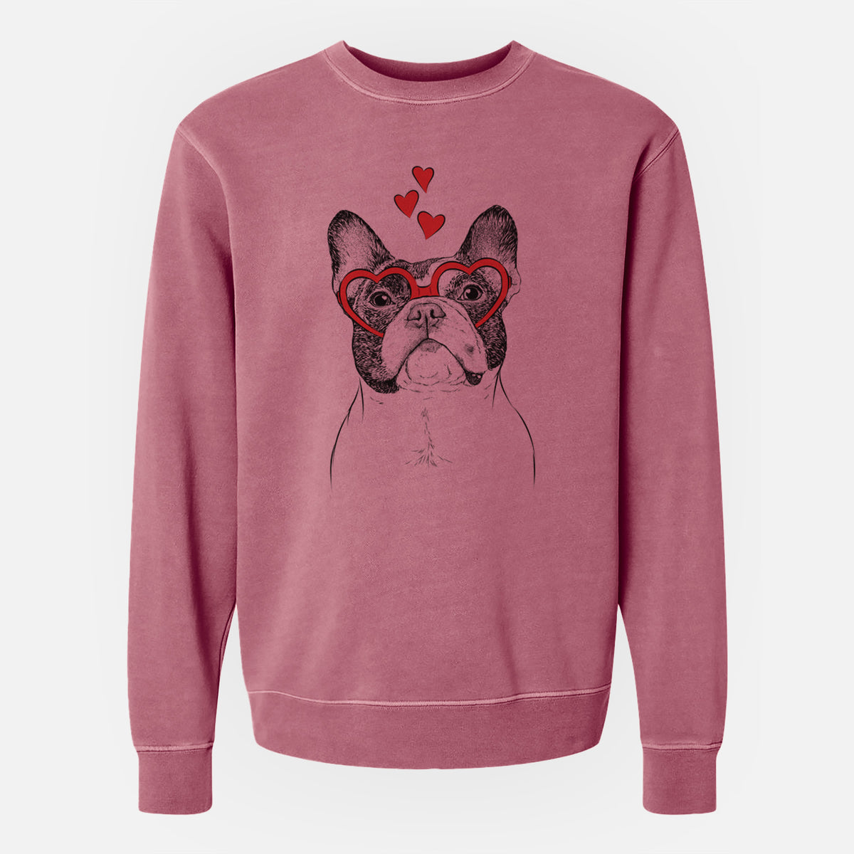 Valentine Ella the French Bulldog - Unisex Pigment Dyed Crew Sweatshirt