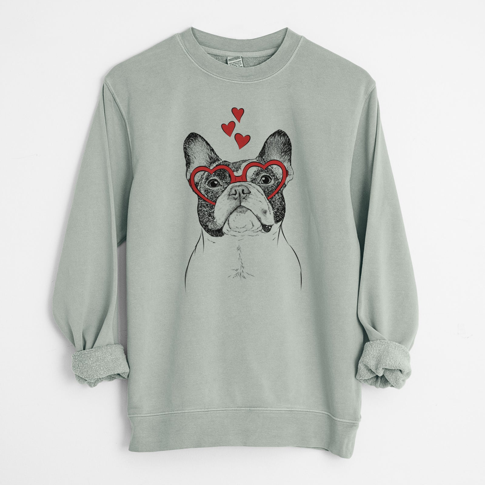 Valentine Ella the French Bulldog - Unisex Pigment Dyed Crew Sweatshirt