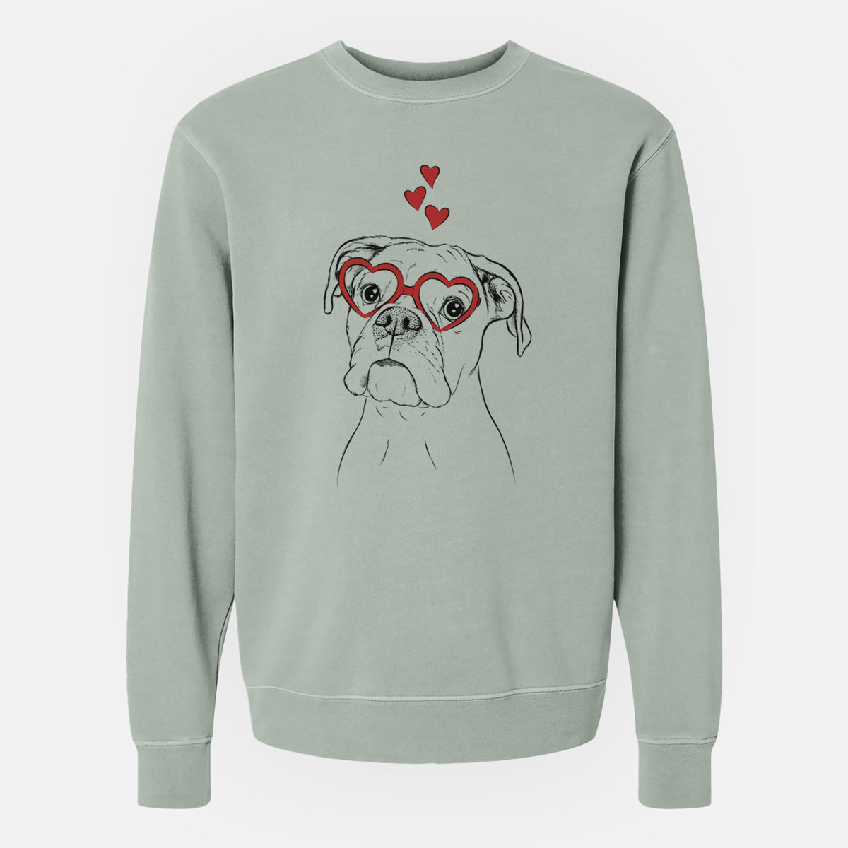 Valentine Ellie the Boxer - Unisex Pigment Dyed Crew Sweatshirt