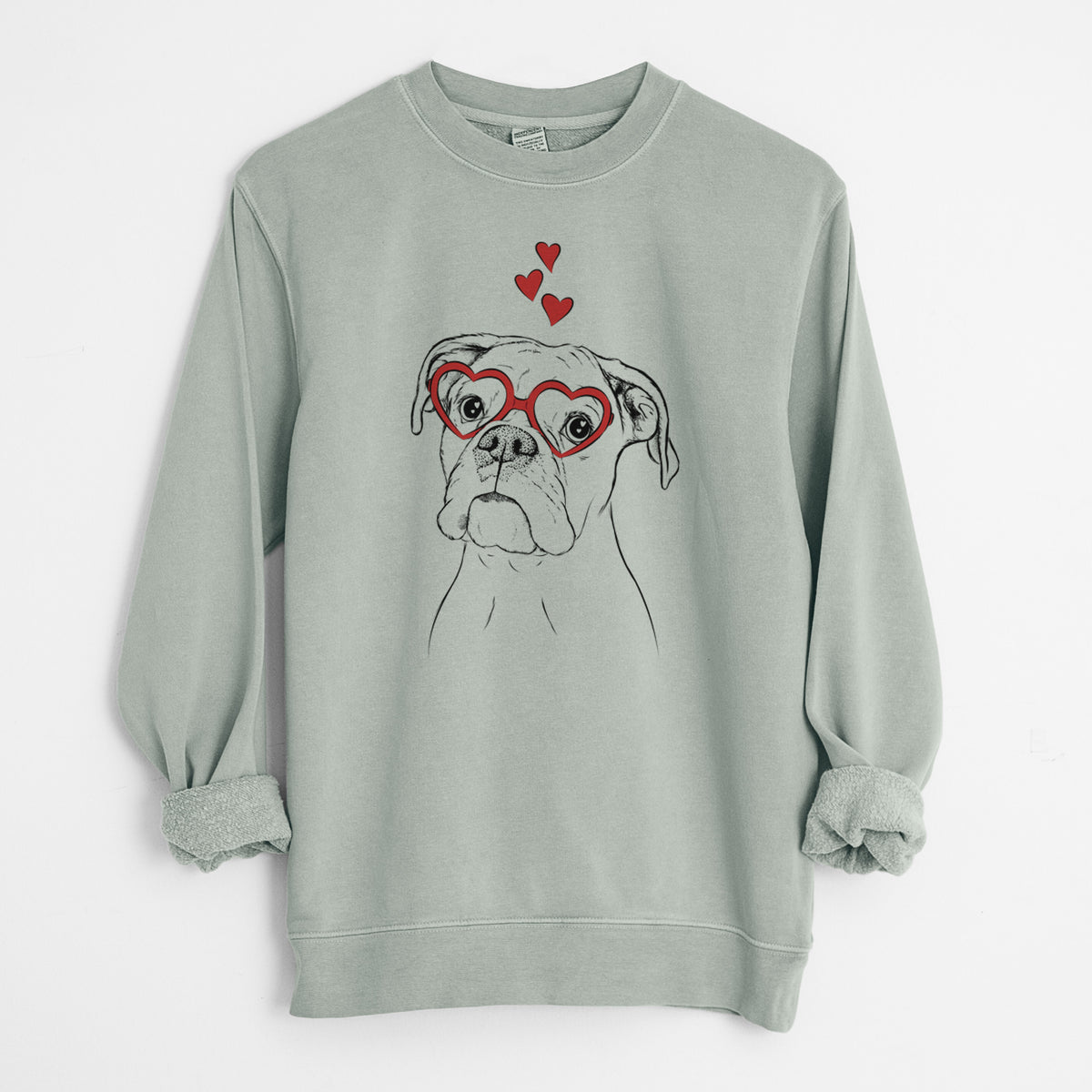 Valentine Ellie the Boxer - Unisex Pigment Dyed Crew Sweatshirt