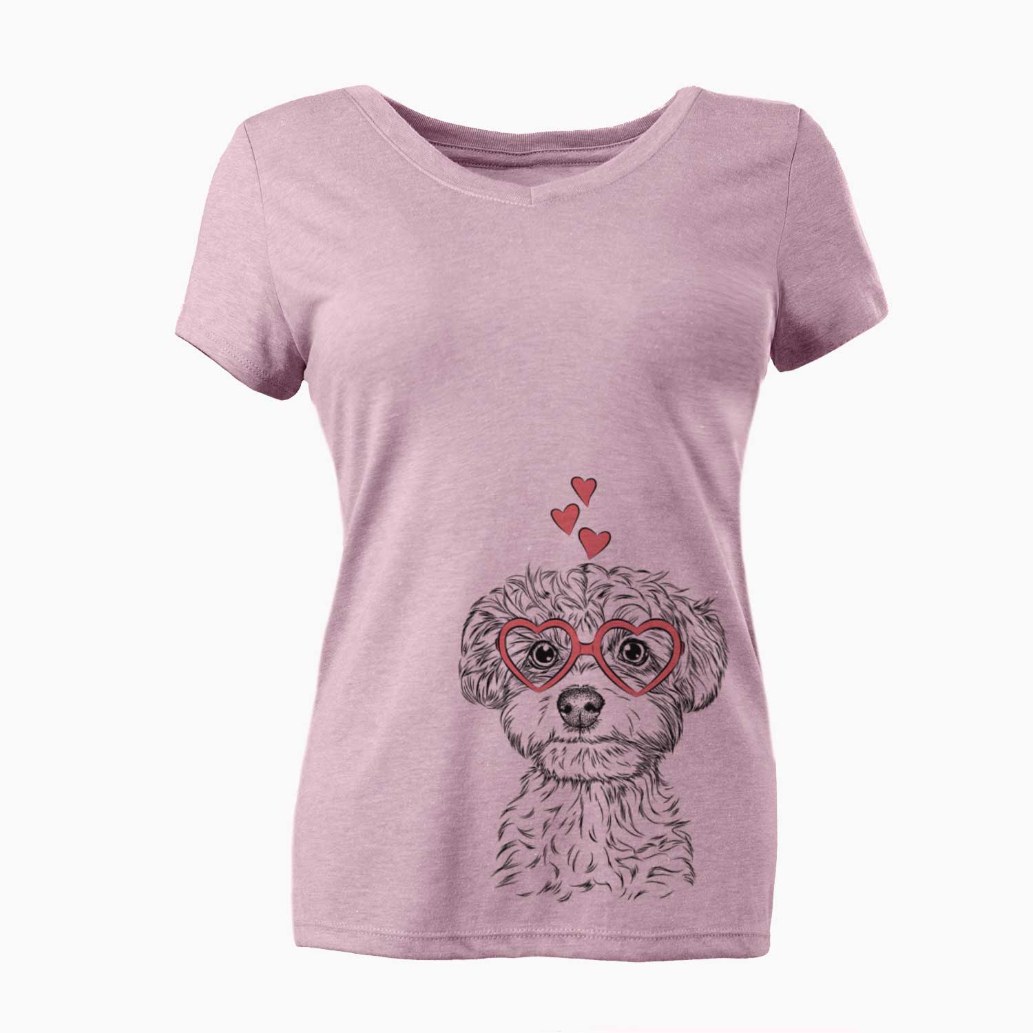 Valentine Elliott the Yorkiepoo - Women's V-neck Shirt