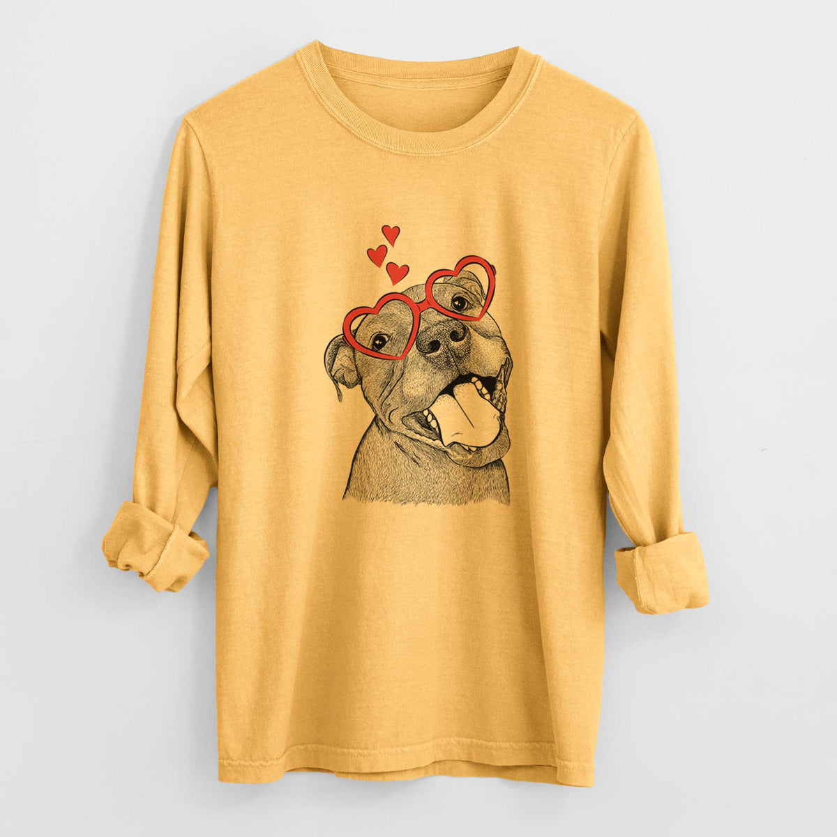 Valentine Eloise the Pitbull Mix - Heavyweight 100% Cotton Long Sleeve