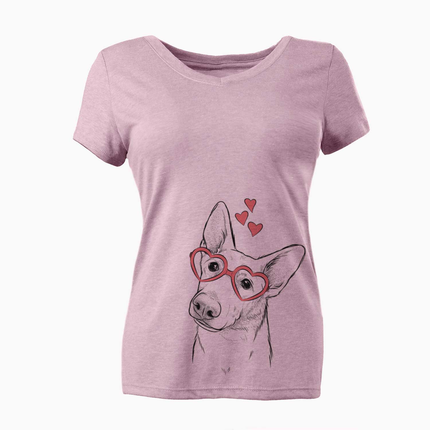 Valentine Elsa the German Shepherd - Women's V-neck Shirt