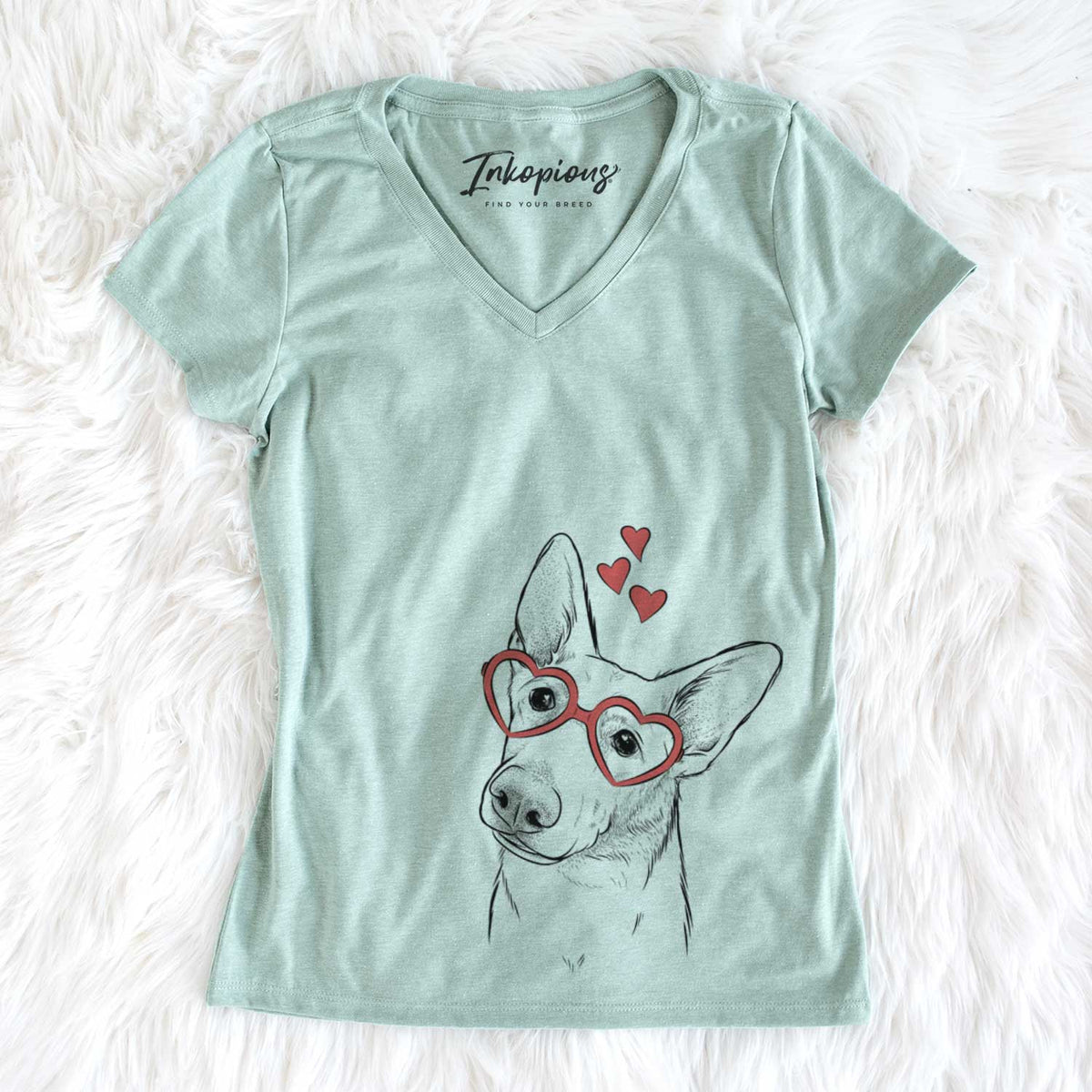 Valentine Elsa the German Shepherd - Women&#39;s V-neck Shirt