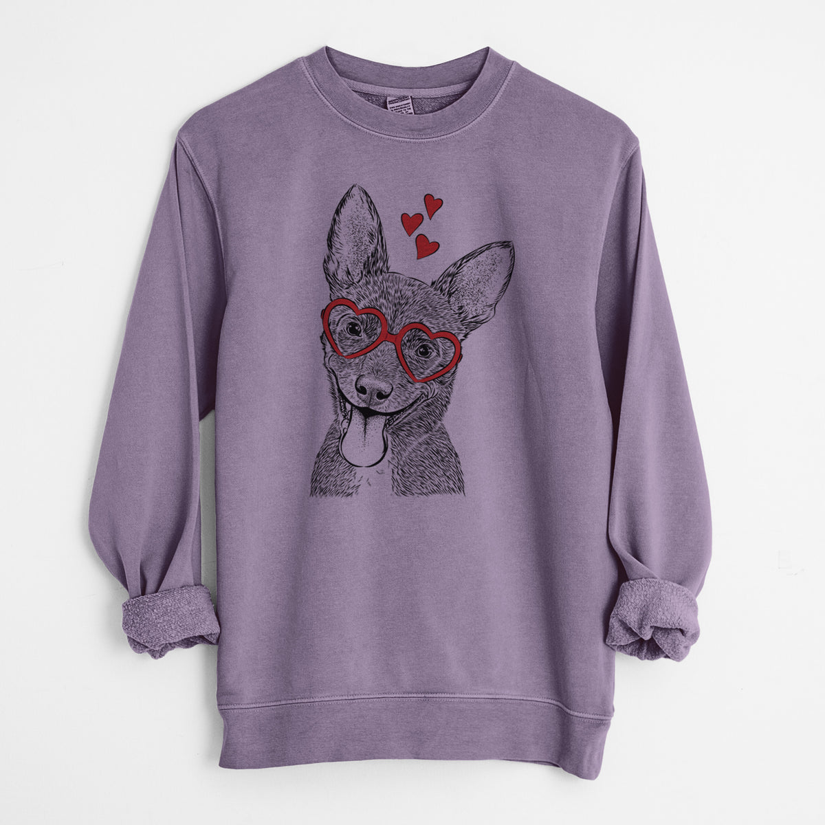 Valentine Elvira the Terrier Mix - Unisex Pigment Dyed Crew Sweatshirt