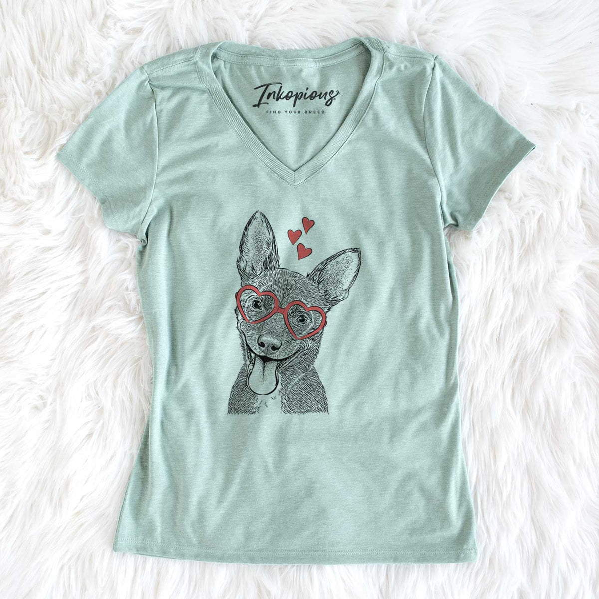 Valentine Elvira the Terrier Mix - Women's V-neck Shirt