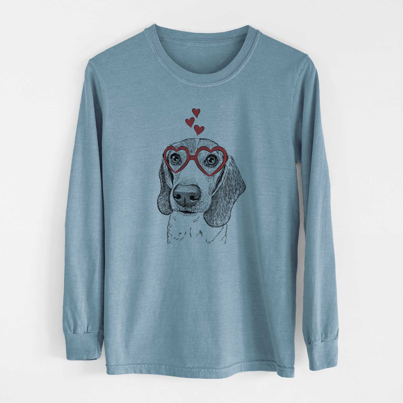 Valentine Elvis the Bluetick Beagle - Heavyweight 100% Cotton Long Sleeve