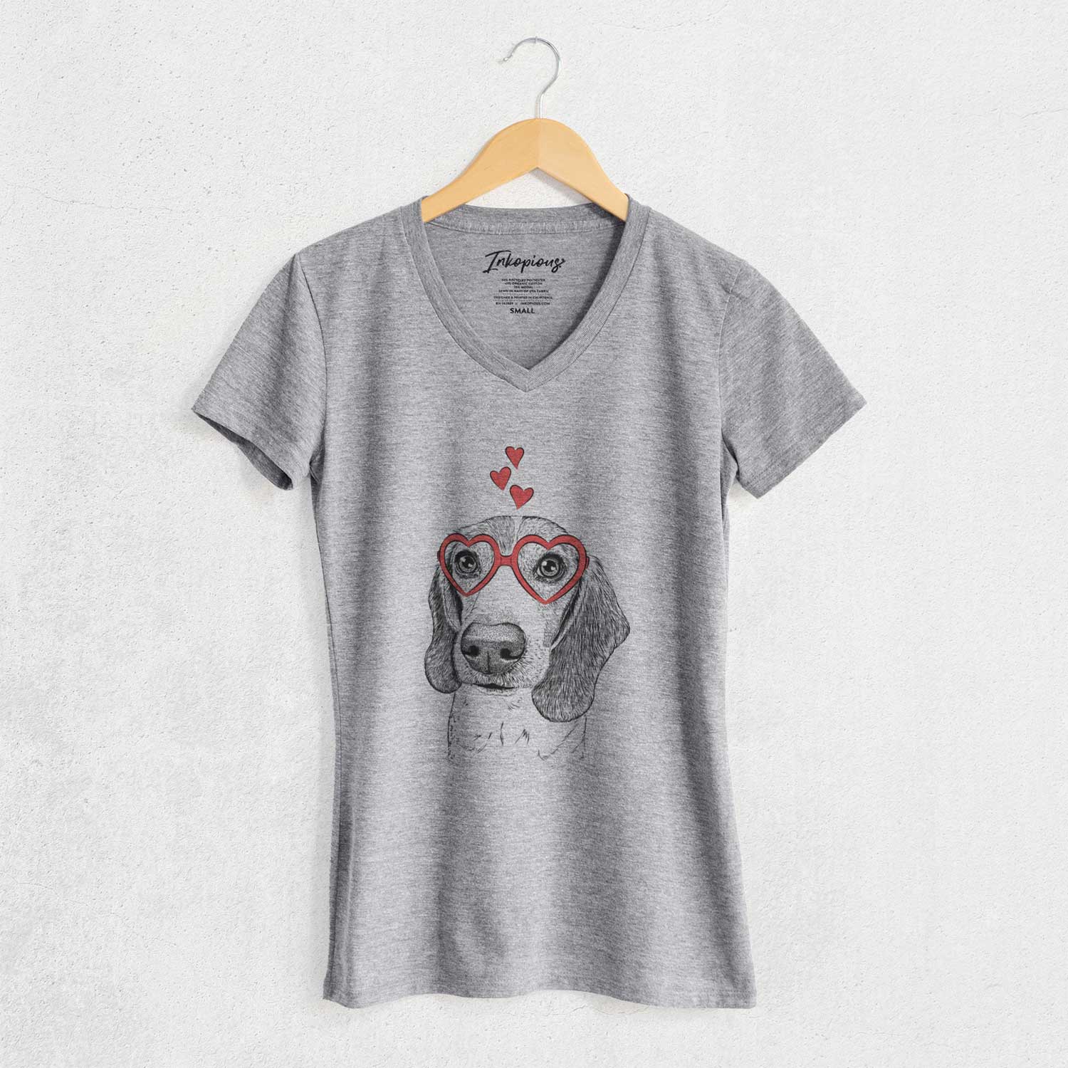 Valentine Elvis the Bluetick Beagle - Women's V-neck Shirt