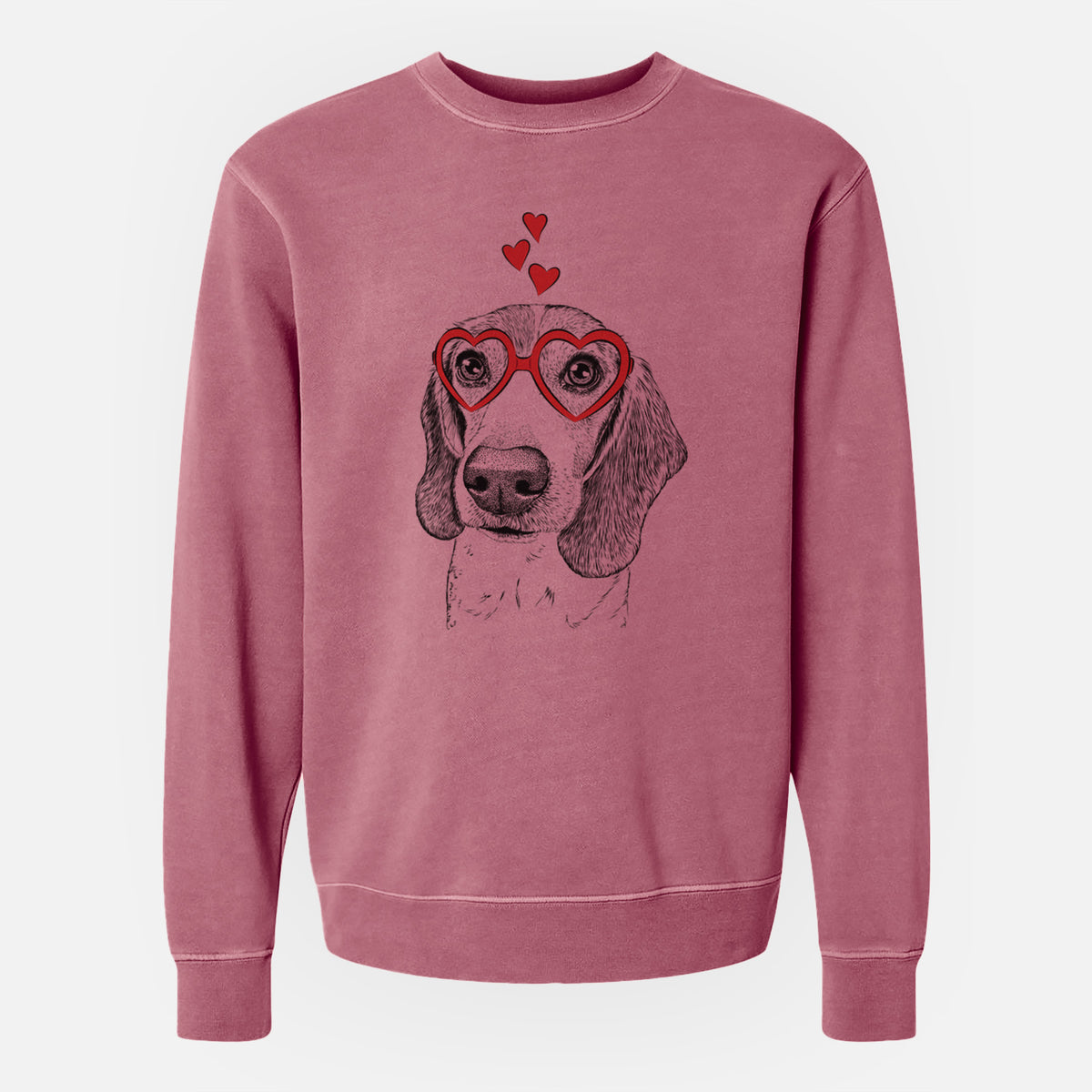 Valentine Elvis the Bluetick Beagle - Unisex Pigment Dyed Crew Sweatshirt