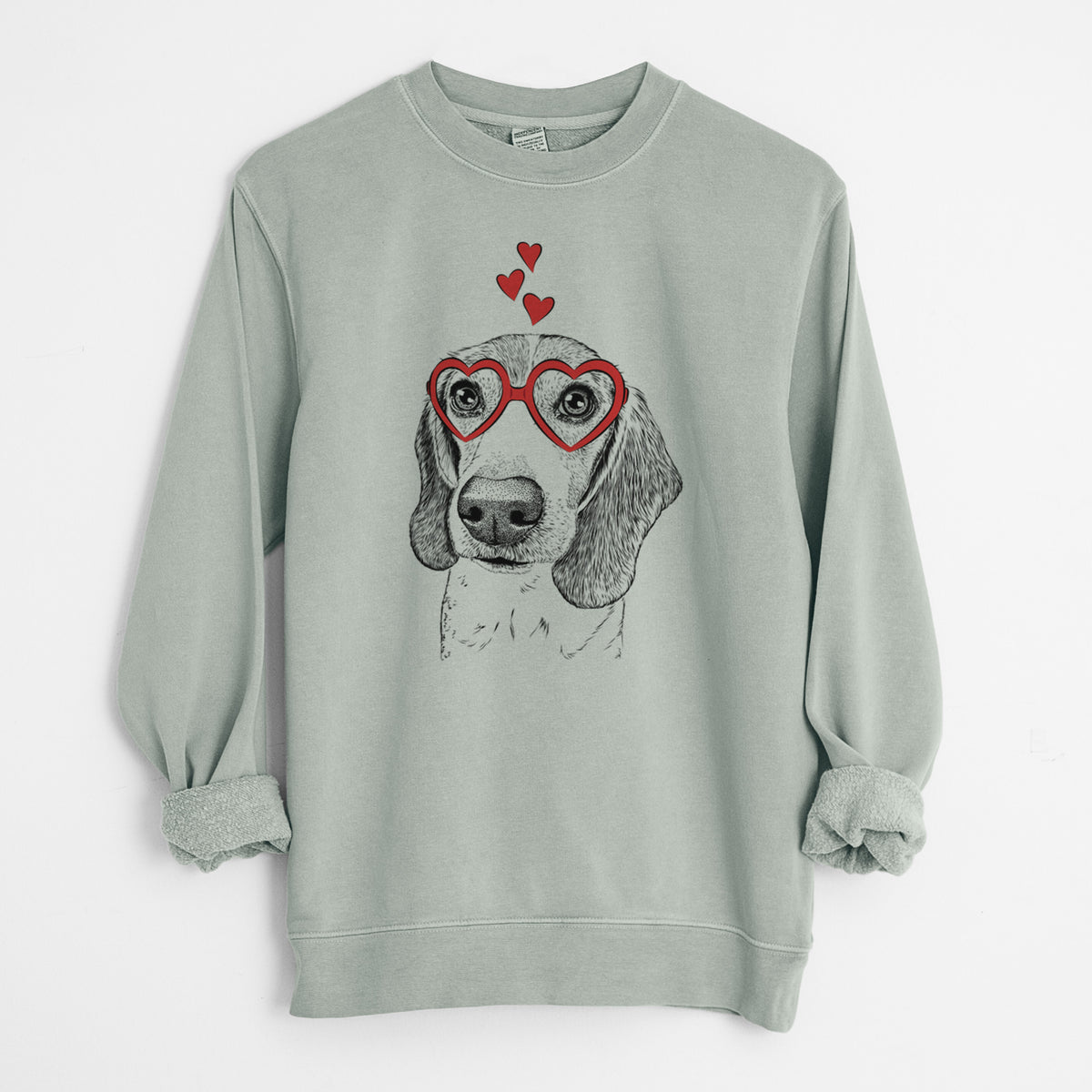 Valentine Elvis the Bluetick Beagle - Unisex Pigment Dyed Crew Sweatshirt