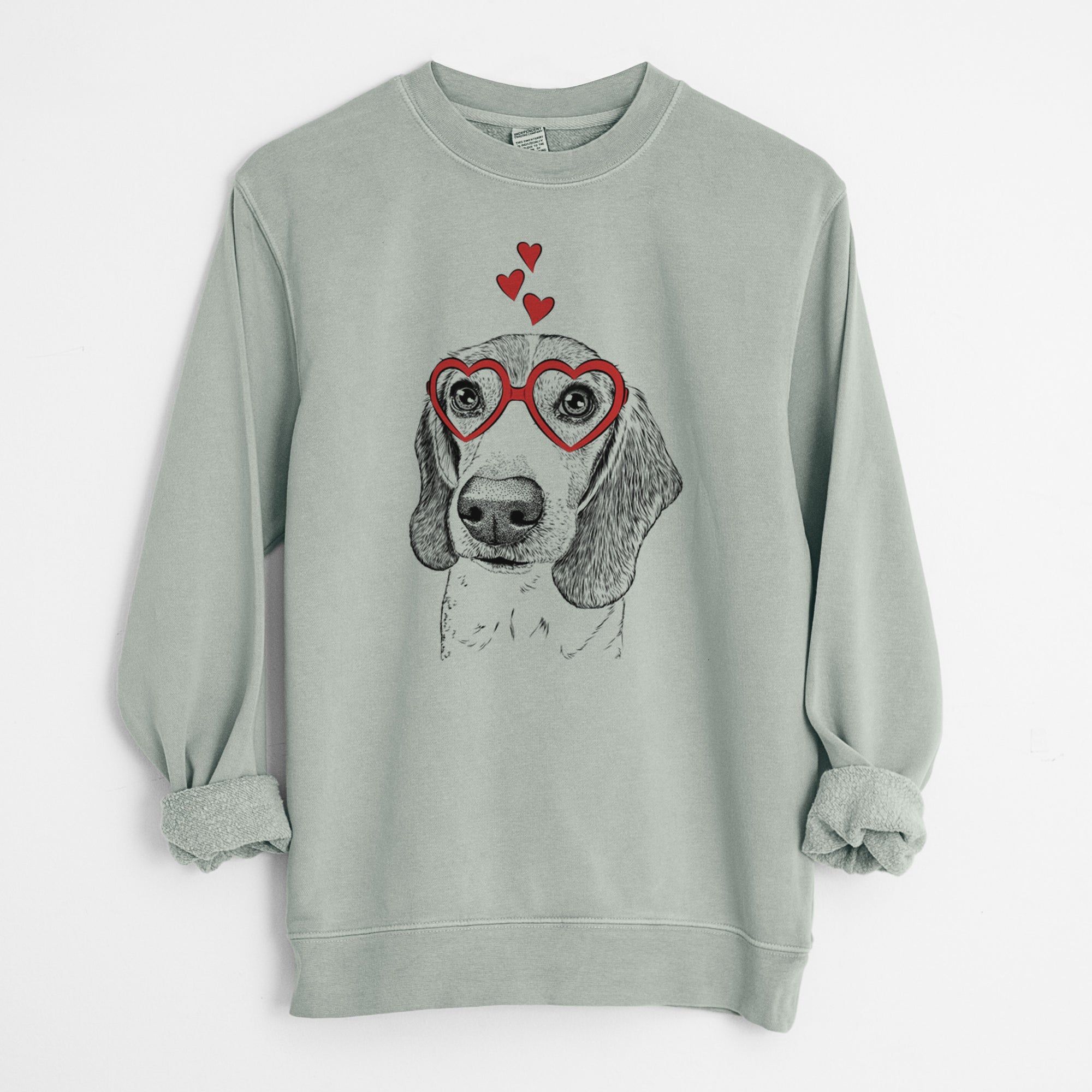 Valentine Elvis the Bluetick Beagle - Unisex Pigment Dyed Crew Sweatshirt