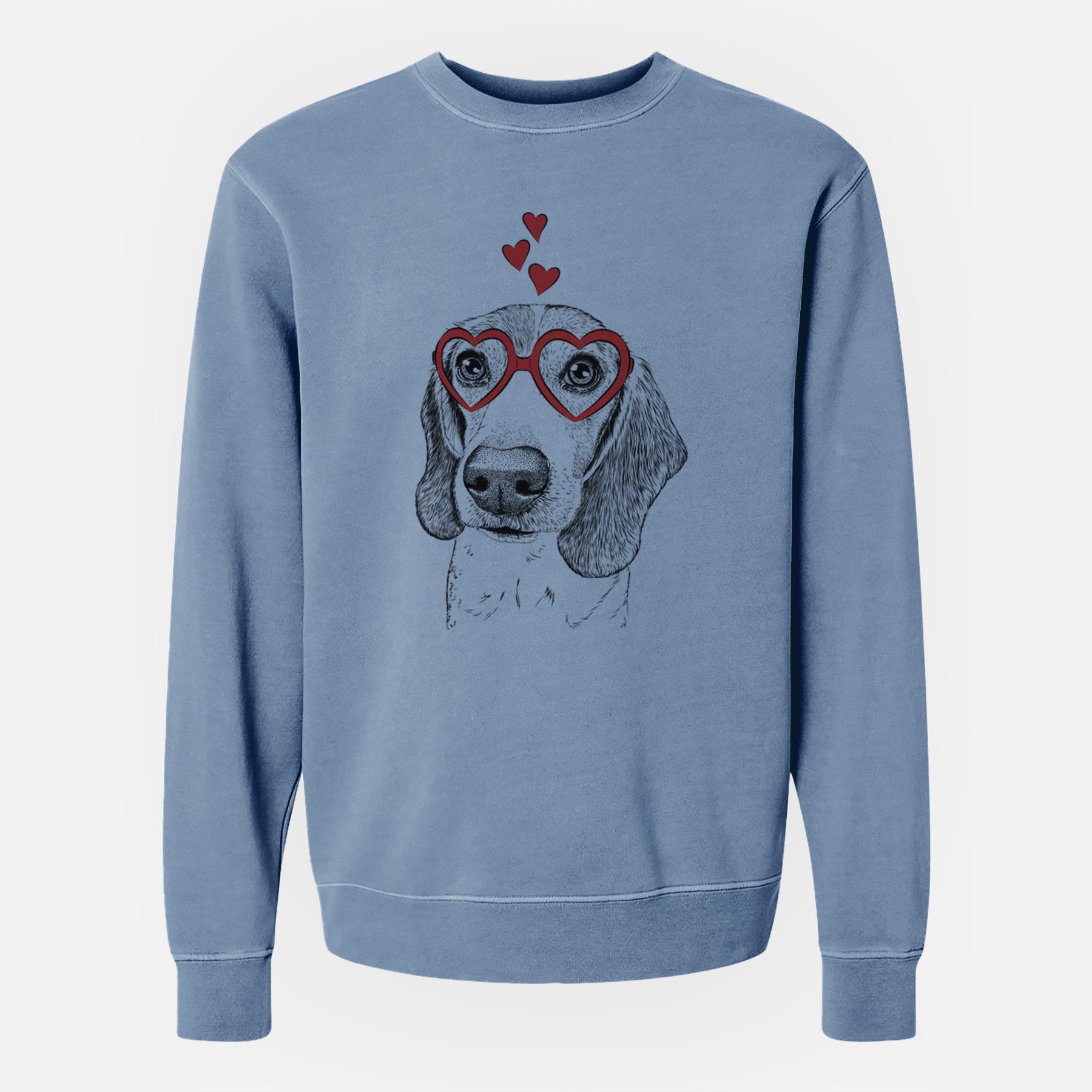 Valentine Elvis the Bluetick Beagle - Unisex Pigment Dyed Crew Sweatshirt