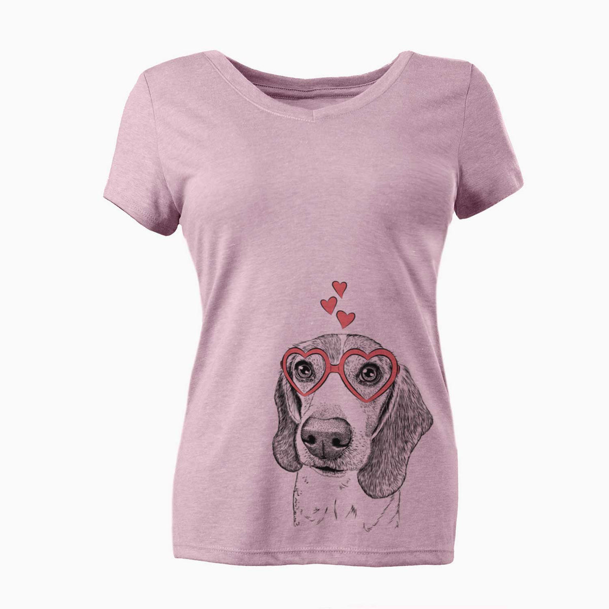 Valentine Elvis the Bluetick Beagle - Women's V-neck Shirt