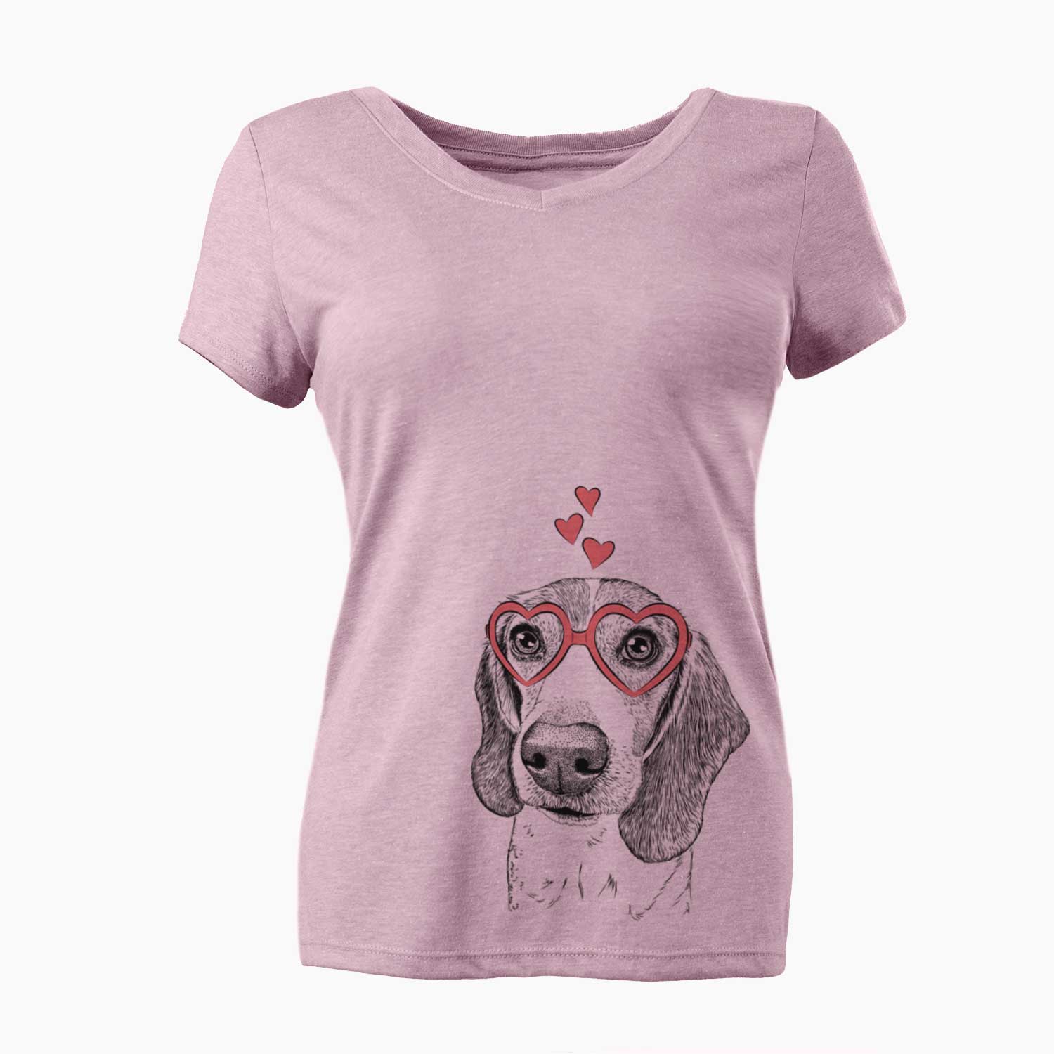 Valentine Elvis the Bluetick Beagle - Women's V-neck Shirt