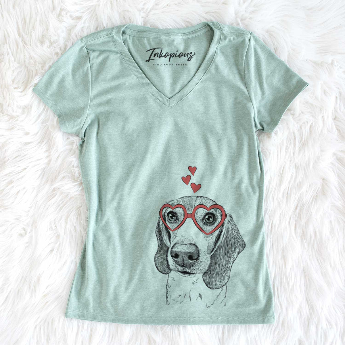 Valentine Elvis the Bluetick Beagle - Women&#39;s V-neck Shirt