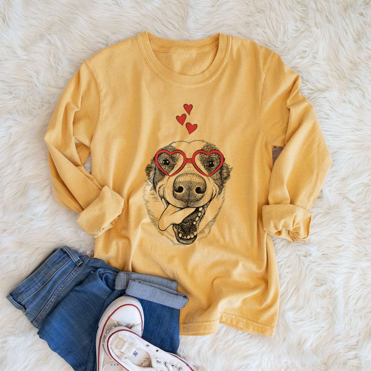 Valentine Elwood the Border Collie - Heavyweight 100% Cotton Long Sleeve