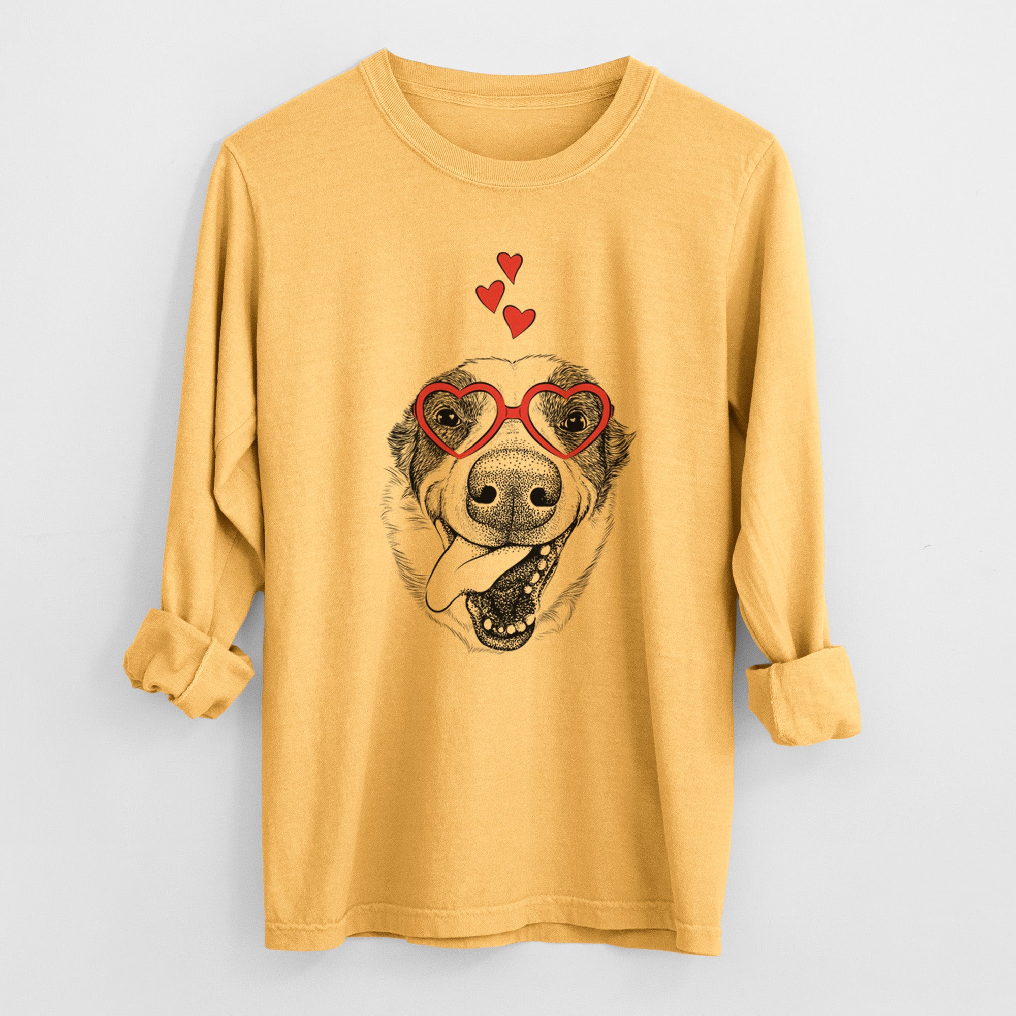 Valentine Elwood the Border Collie - Heavyweight 100% Cotton Long Sleeve