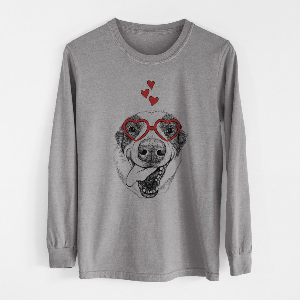 Valentine Elwood the Border Collie - Heavyweight 100% Cotton Long Sleeve