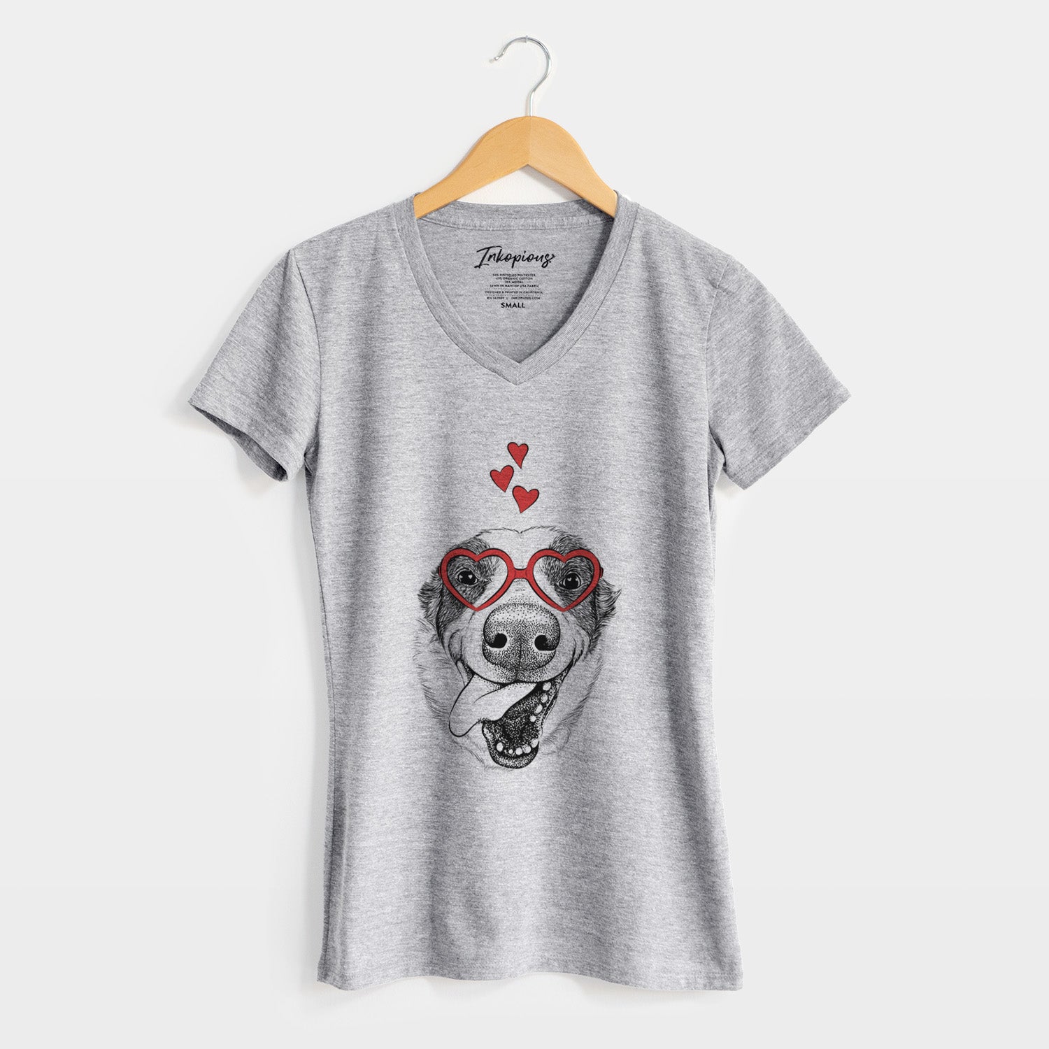 Valentine Elwood the Border Collie - Women's Perfect V-neck Shirt