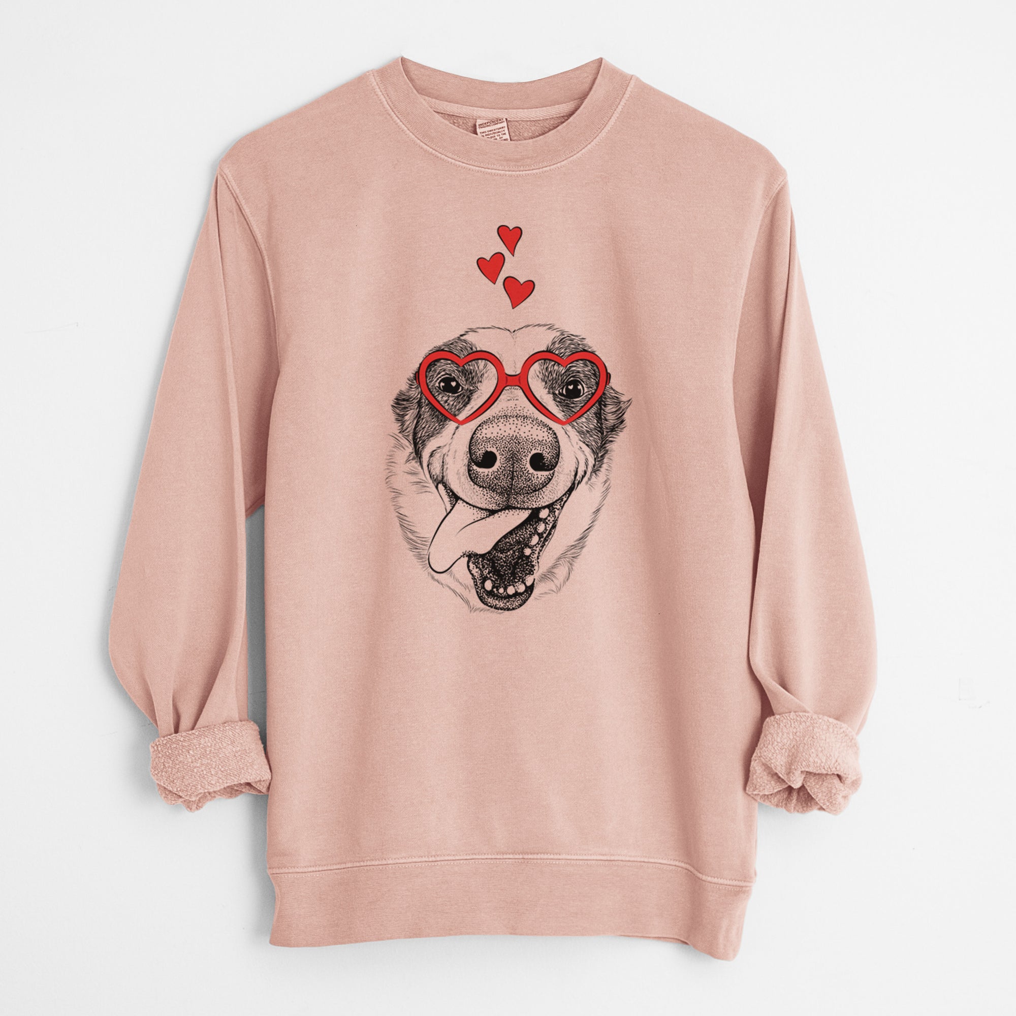 Valentine Elwood the Border Collie - Unisex Pigment Dyed Crew Sweatshirt