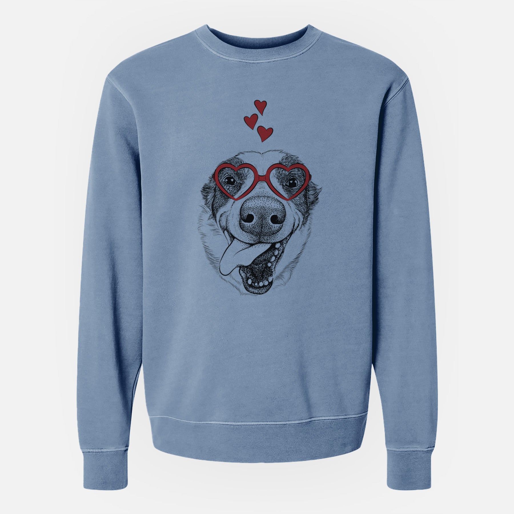 Valentine Elwood the Border Collie - Unisex Pigment Dyed Crew Sweatshirt