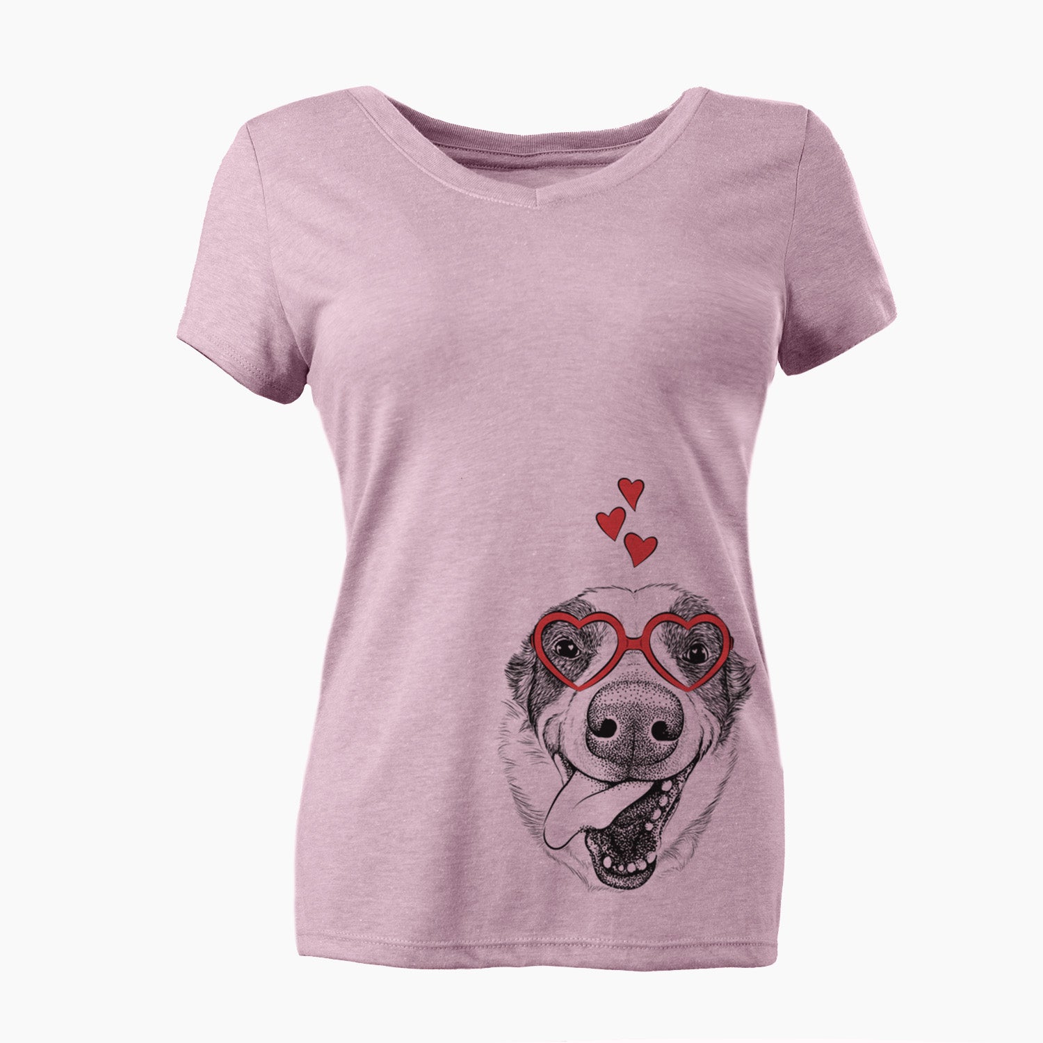 Valentine Elwood the Border Collie - Women's Perfect V-neck Shirt