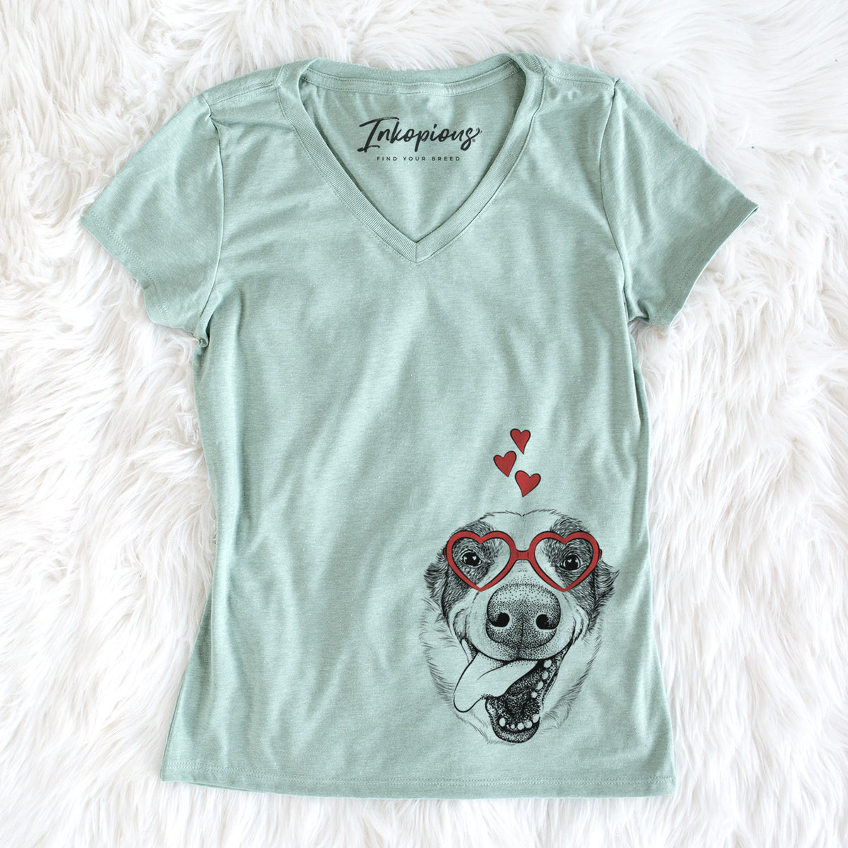 Valentine Elwood the Border Collie - Women&#39;s Perfect V-neck Shirt