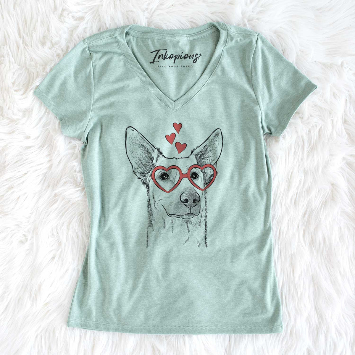 Valentine Ember the Shepherd Mix - Women's V-neck Shirt