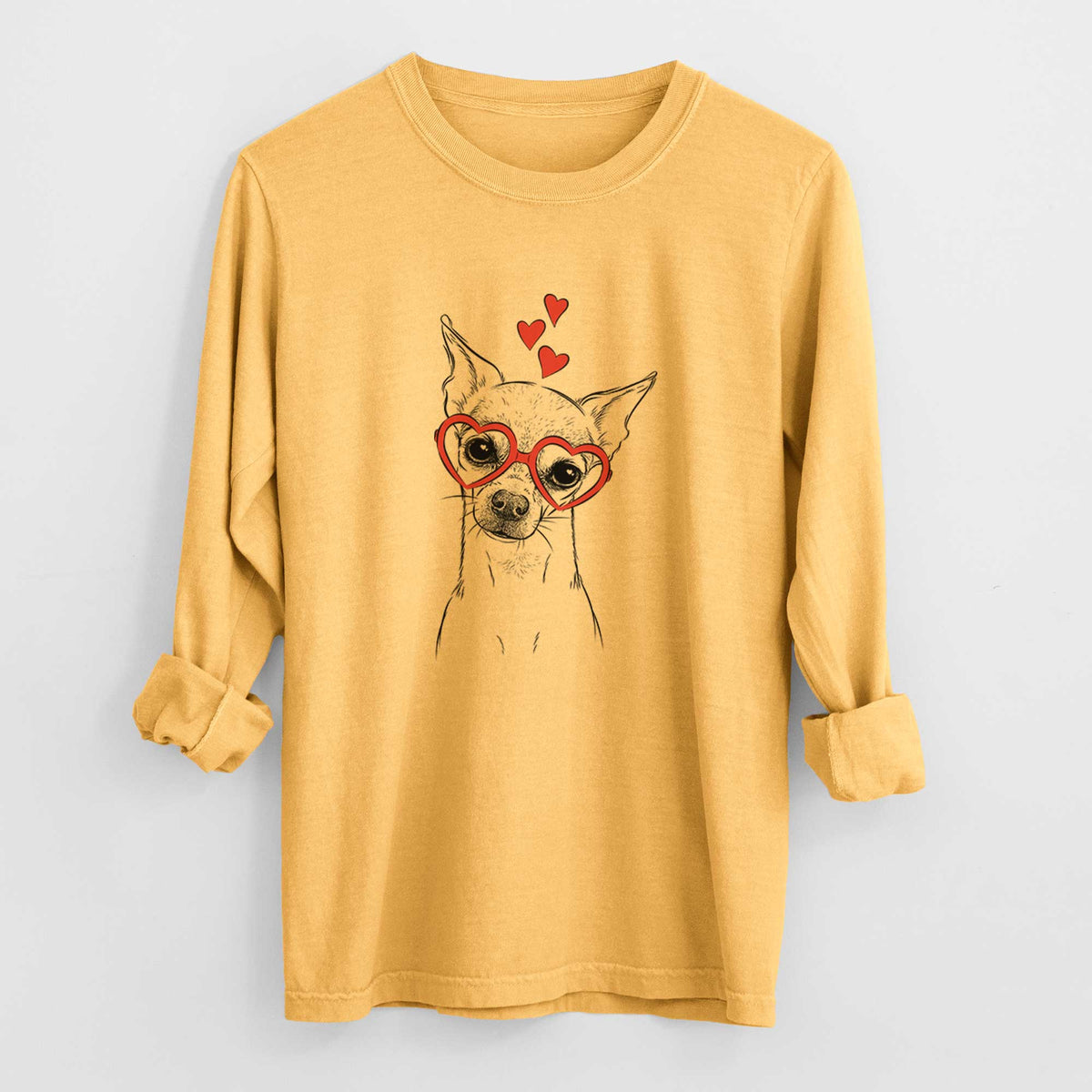 Valentine Emee the Chihuahua - Heavyweight 100% Cotton Long Sleeve