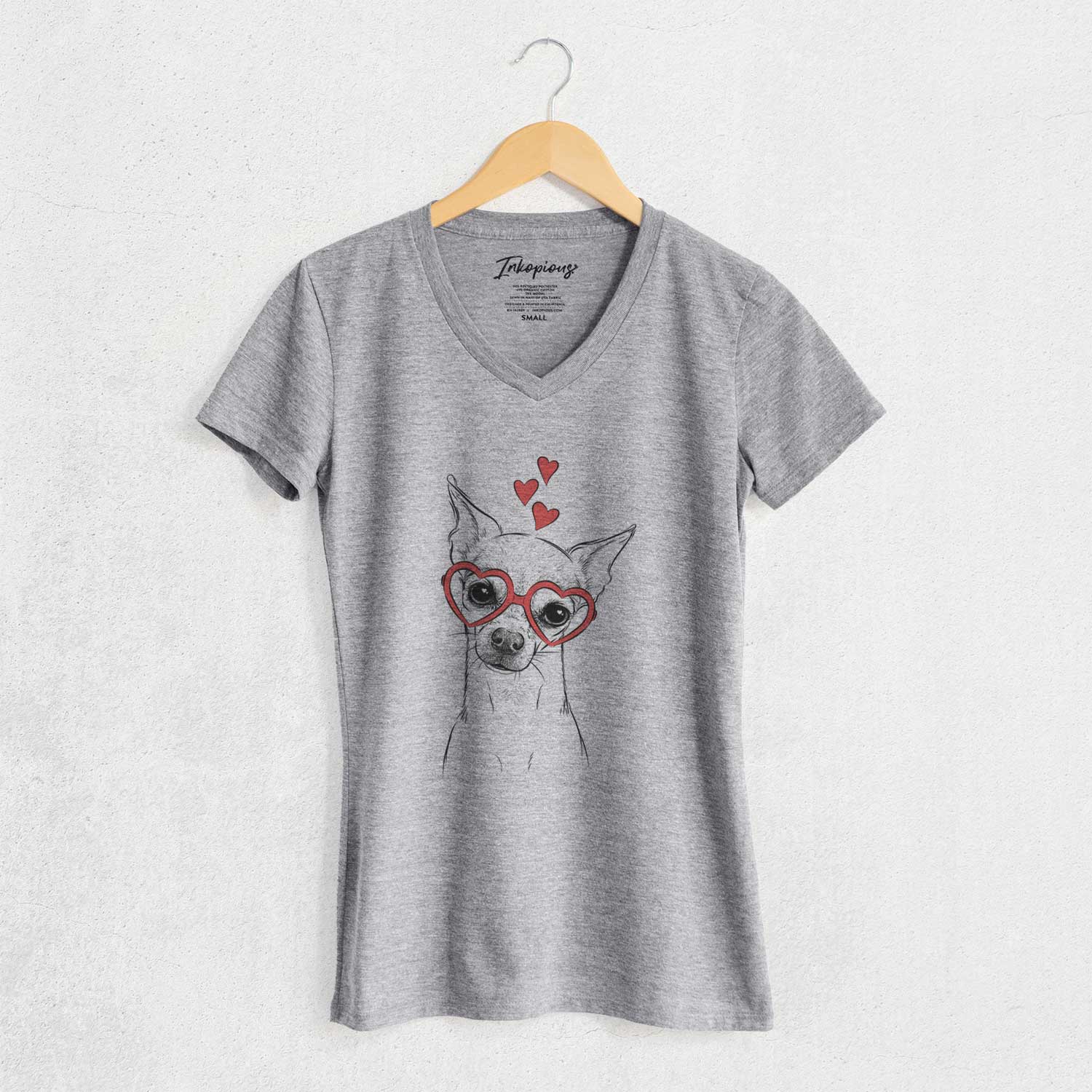 Valentine Emee the Chihuahua - Women's V-neck Shirt