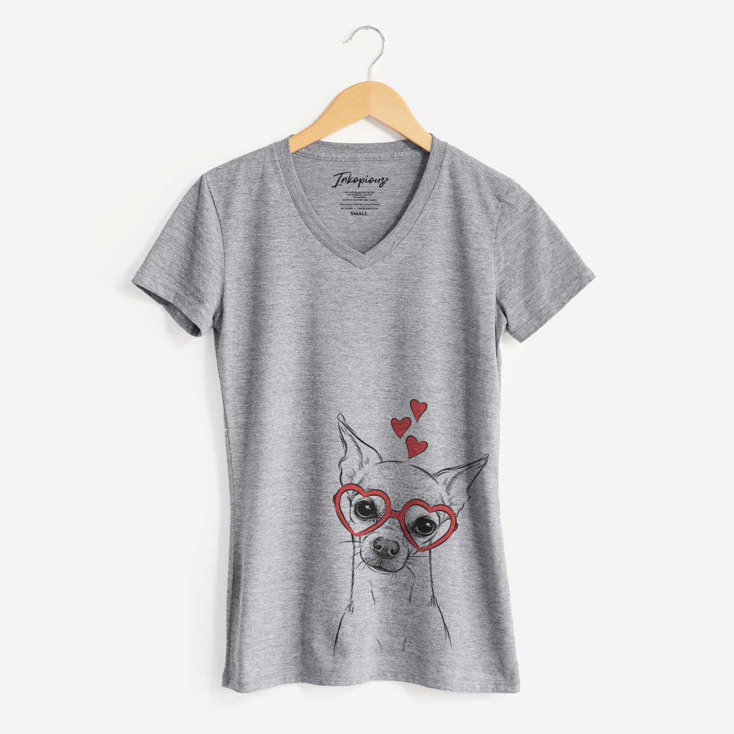 Valentine Emee the Chihuahua - Women's V-neck Shirt