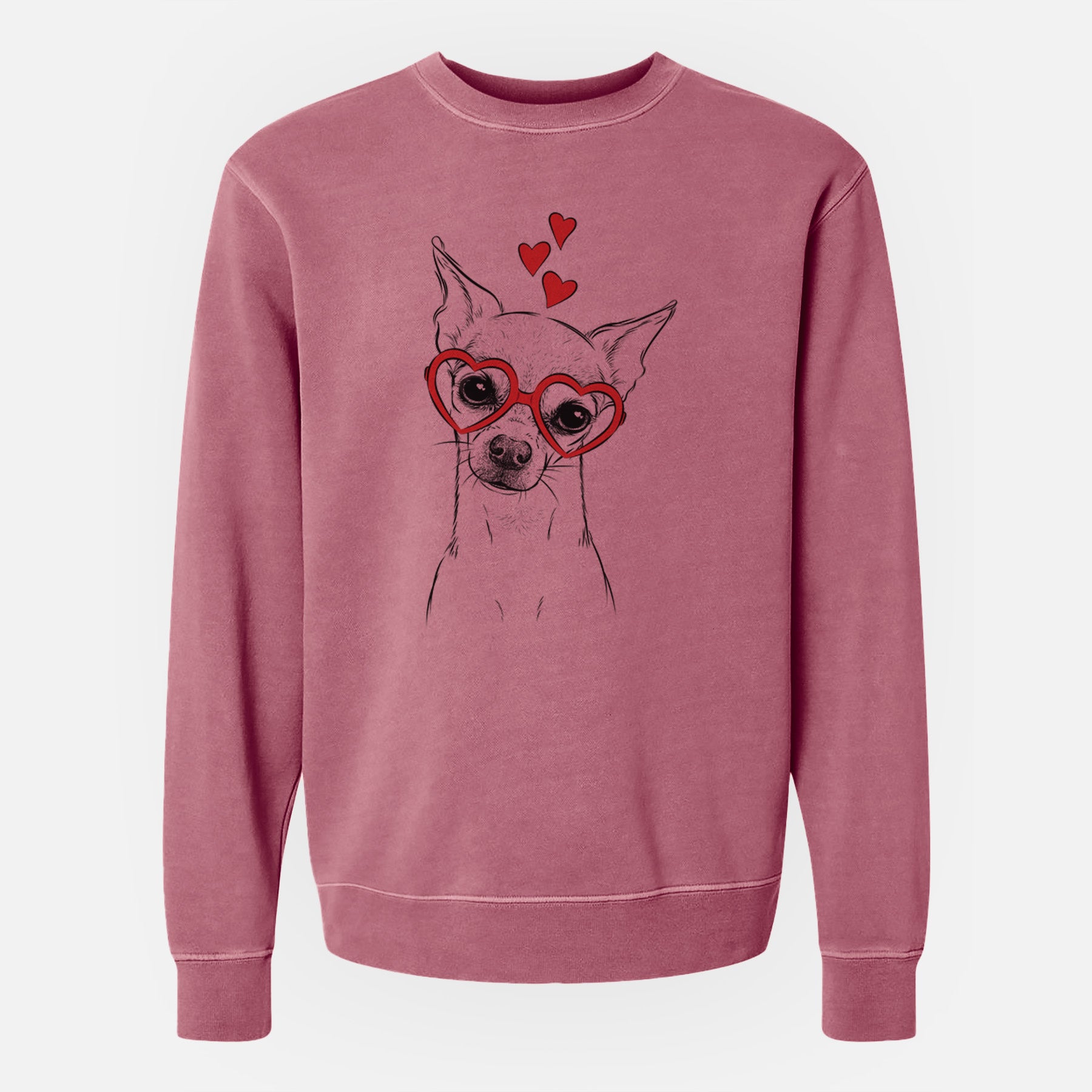 Valentine Emee the Chihuahua - Unisex Pigment Dyed Crew Sweatshirt